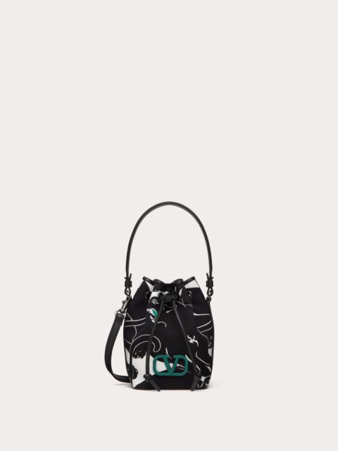 Valentino Mini Valentino Garavani Escape Bucket Bag In Canvas With