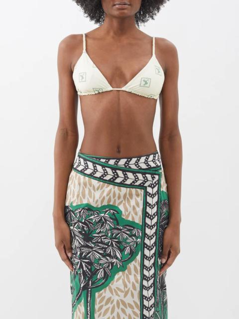 Johanna Ortiz Tokapu Print Triangle Bikini Top Reversible