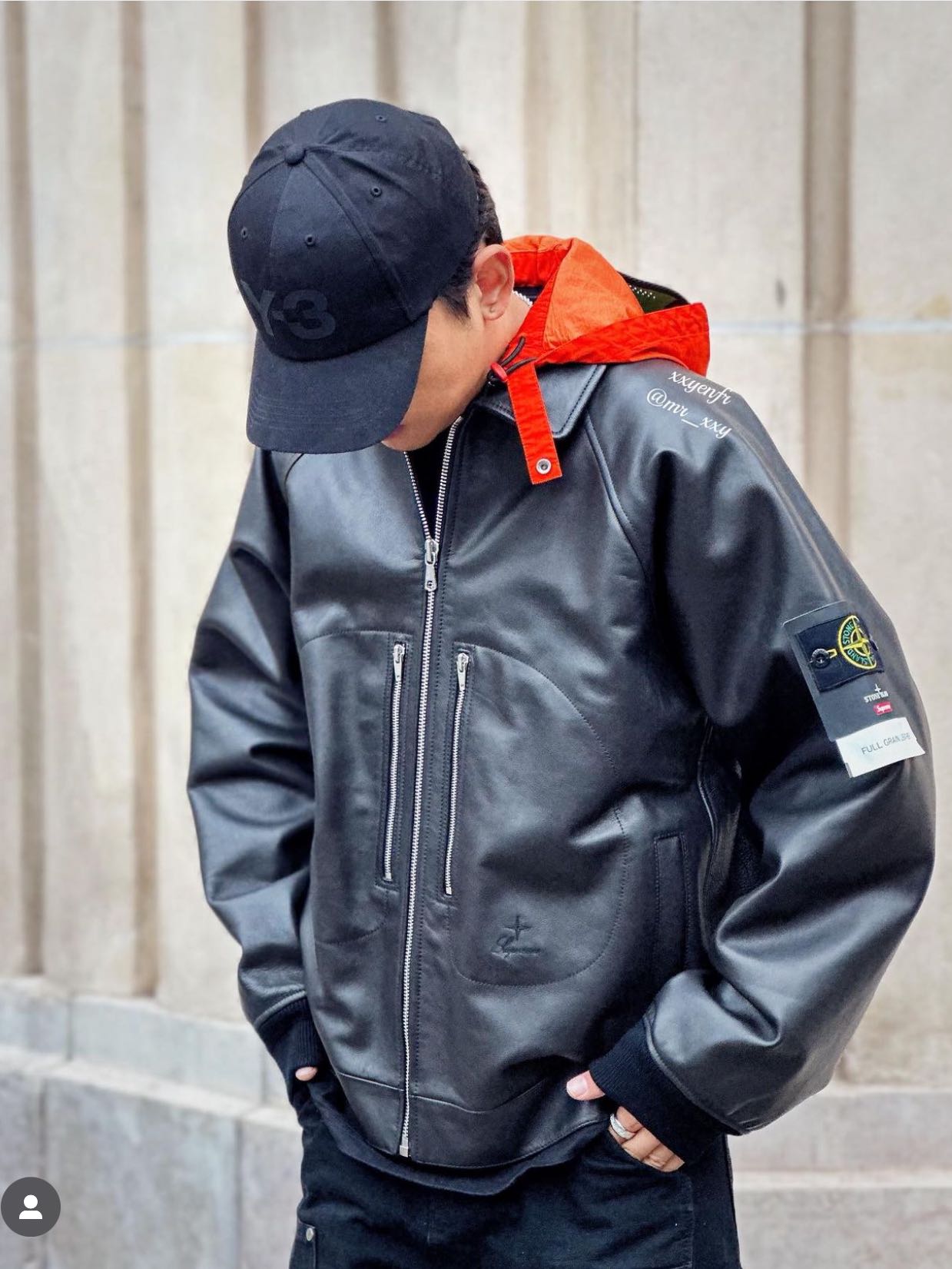 Supreme Supreme x Stone Island Leather Bomber Jacket 'Black