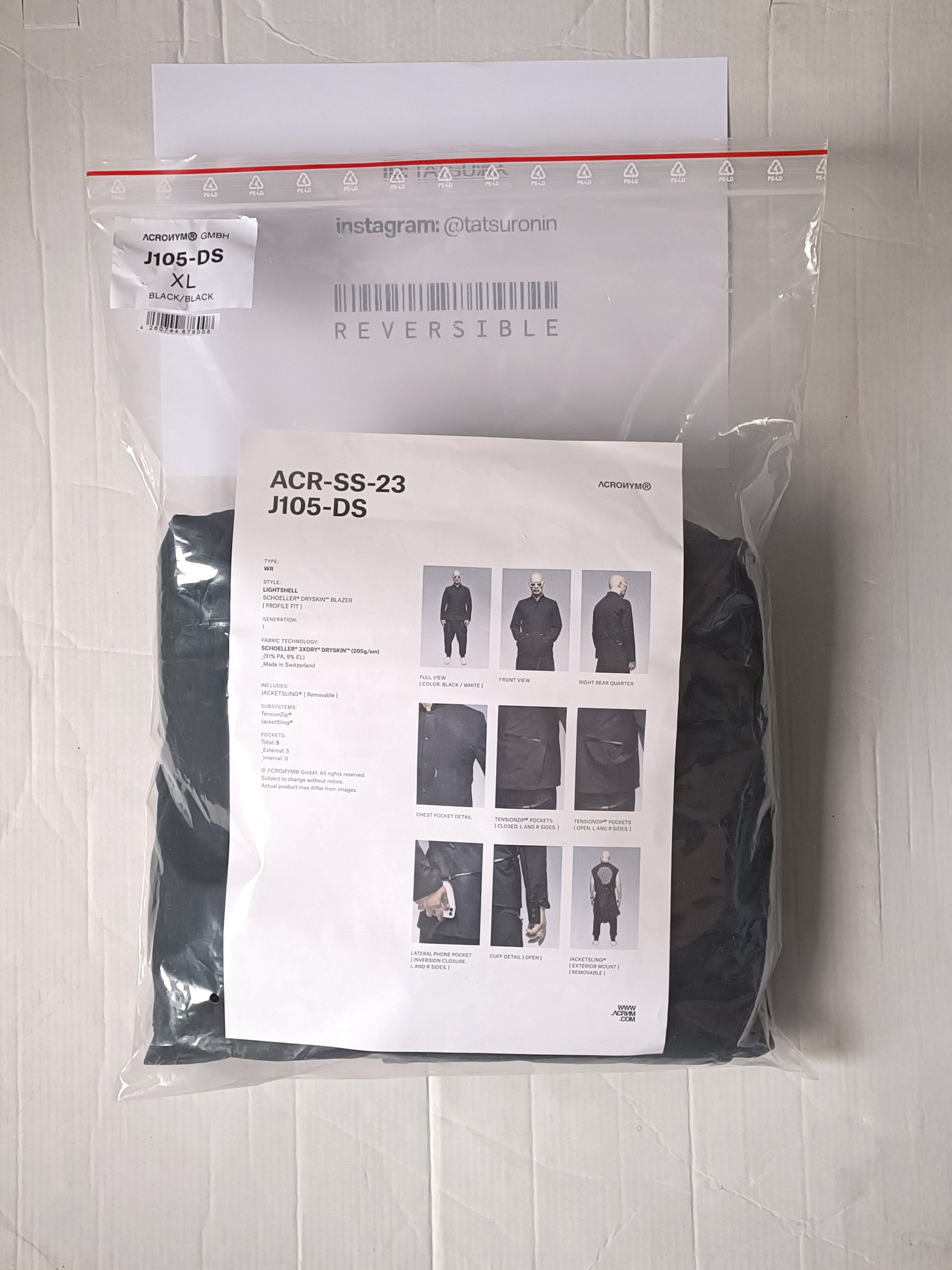 ACRONYM J105-DS schoeller® Dryskin™ Blazer Black/Black - J105