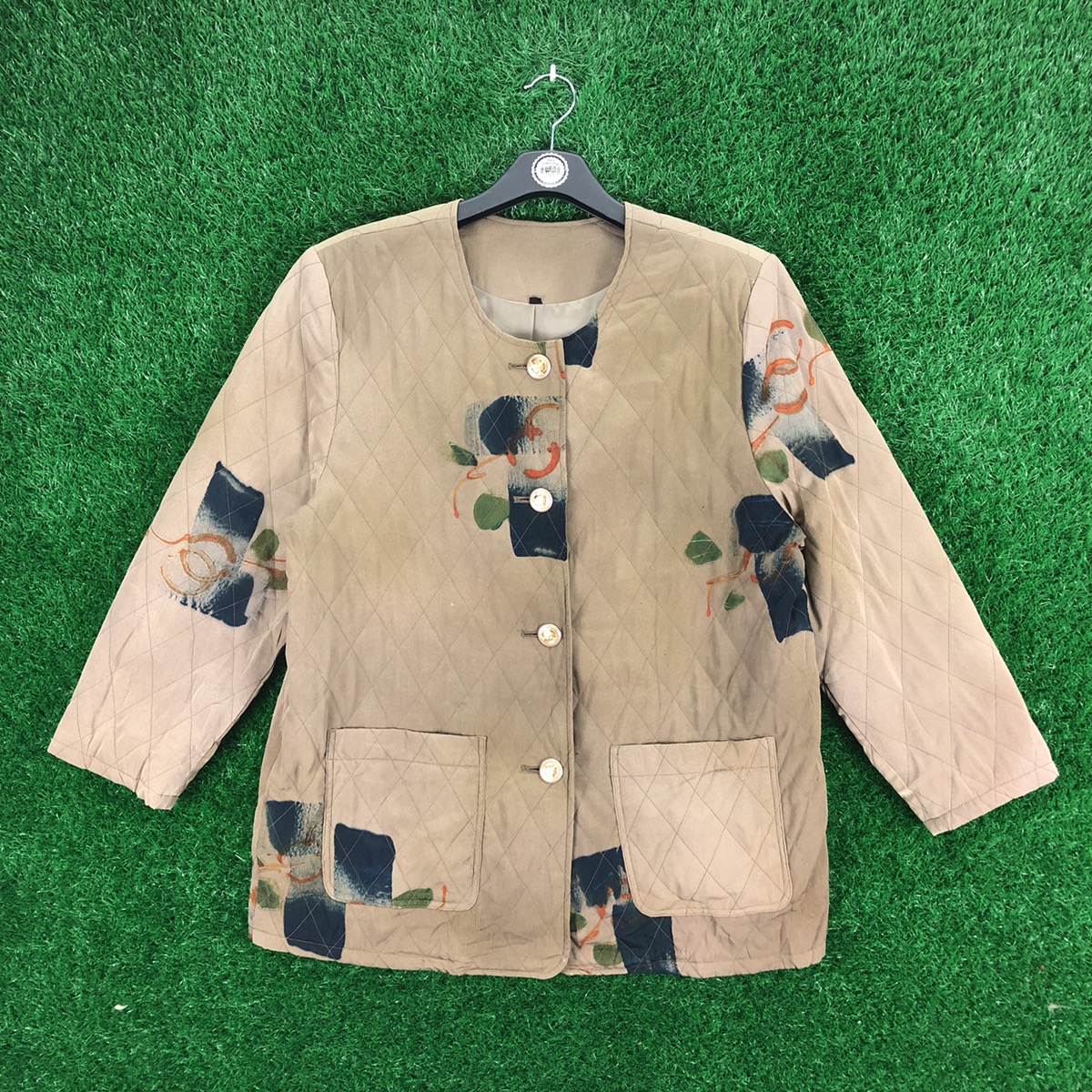 Vintage - Vintage 90's Quilted Silk Cardigan Jacket - 1