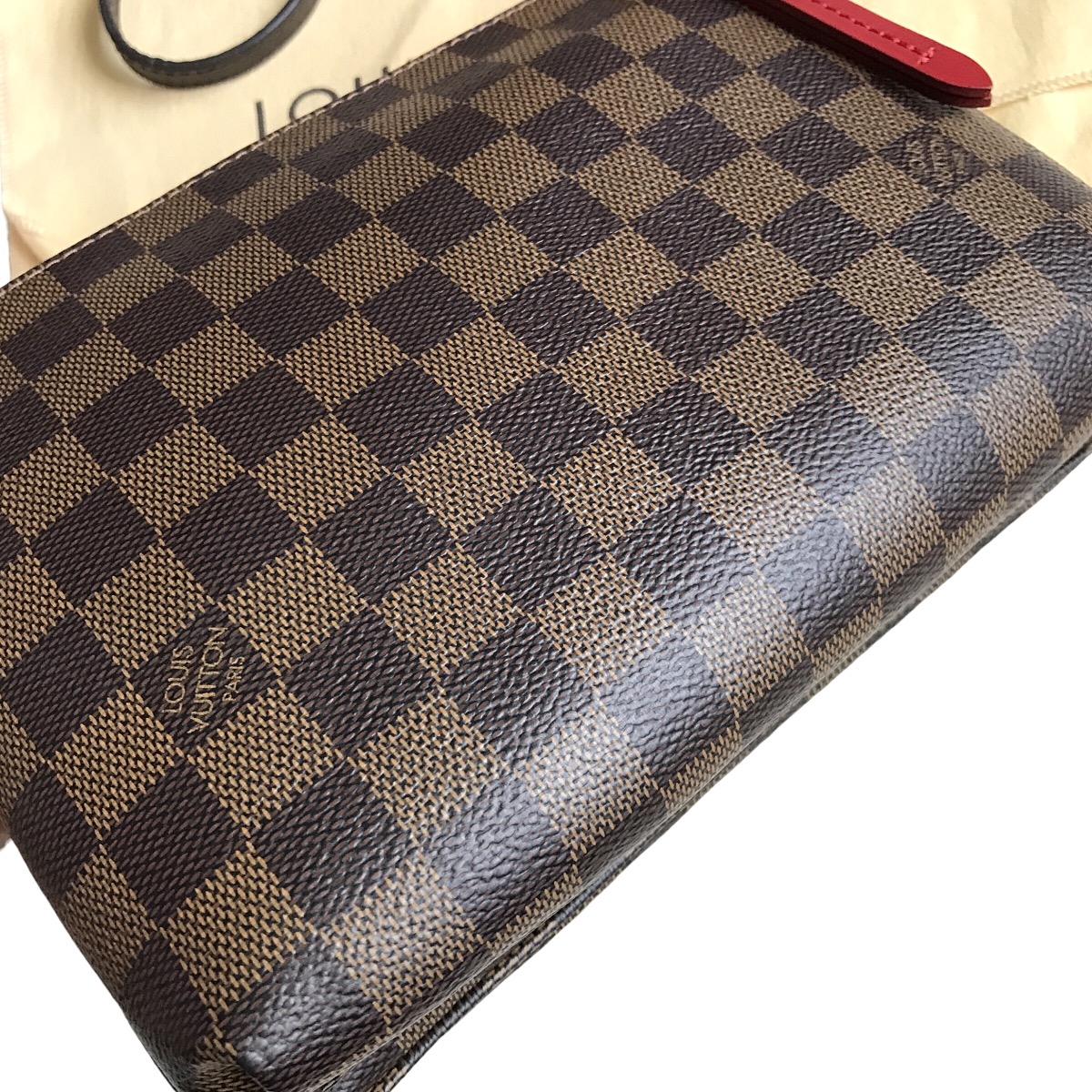 Louis Vuitton Damier Ebene Twice Cerise Pochette Sling Bag - 9