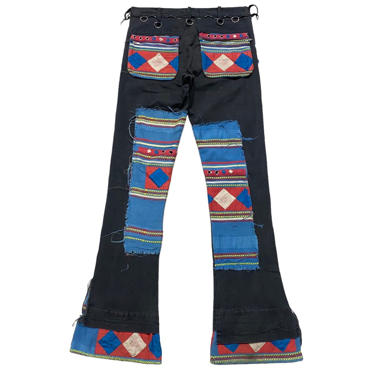 SS03 Undercover Scab Ethnic Patchwork Flare Pants - 1