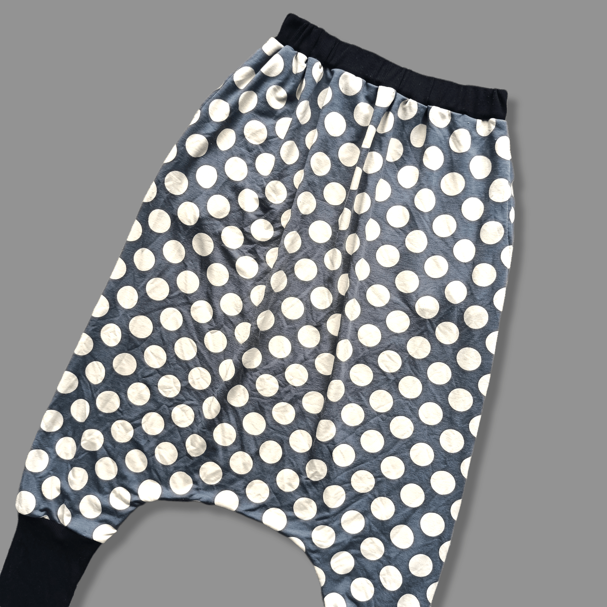 Archival Clothing - Japanese Brand White Black Polka Dot Baggy Harem Pants - 4
