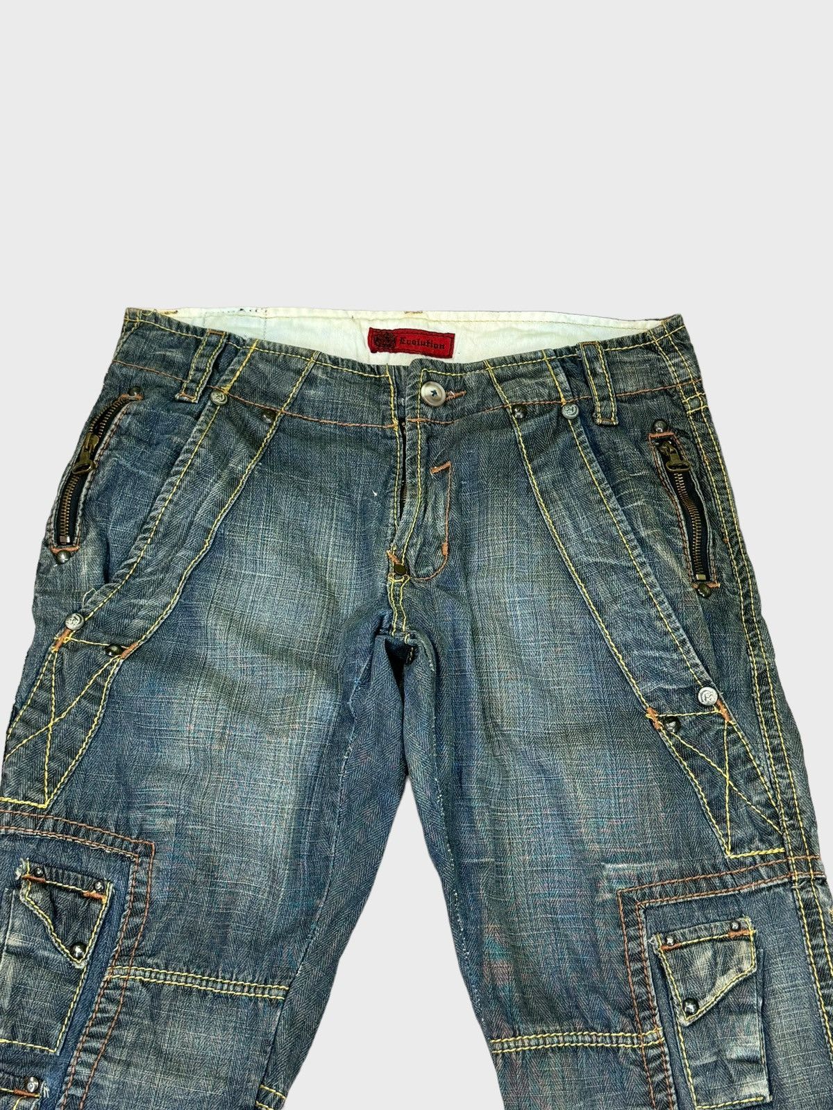 Japanese Brand - EVOLUTION CARGO MULTIPOCKET DISTRESSED DENIM - 8