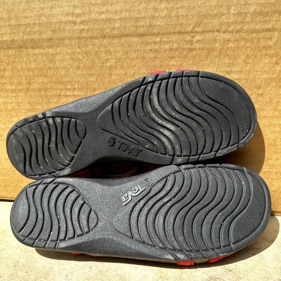 Teva Ventura Cork Sandals 6389 Strap Leather Flat Slip On Waterproof Red Size 10 - 6