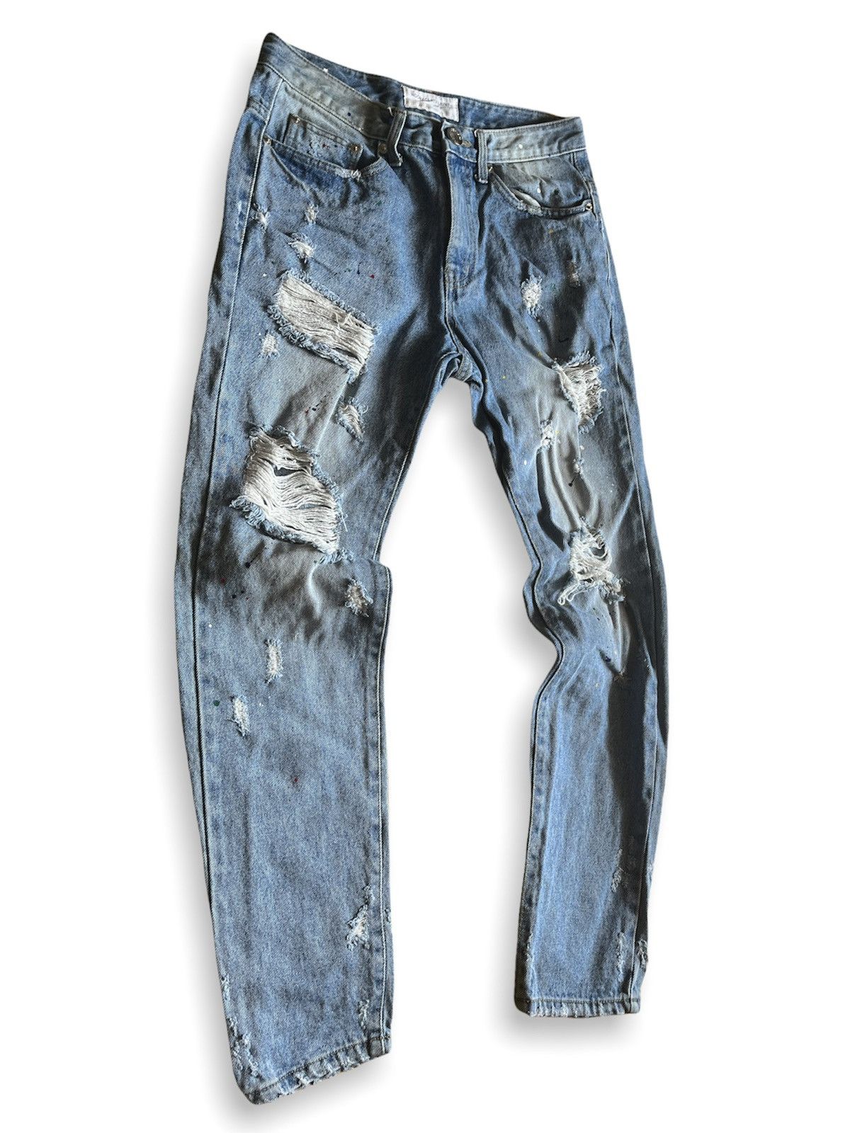 Hype - THRASHED MOONAGE DEVILMENT DENIM WITH PAINTS WORK DESIGN - 4