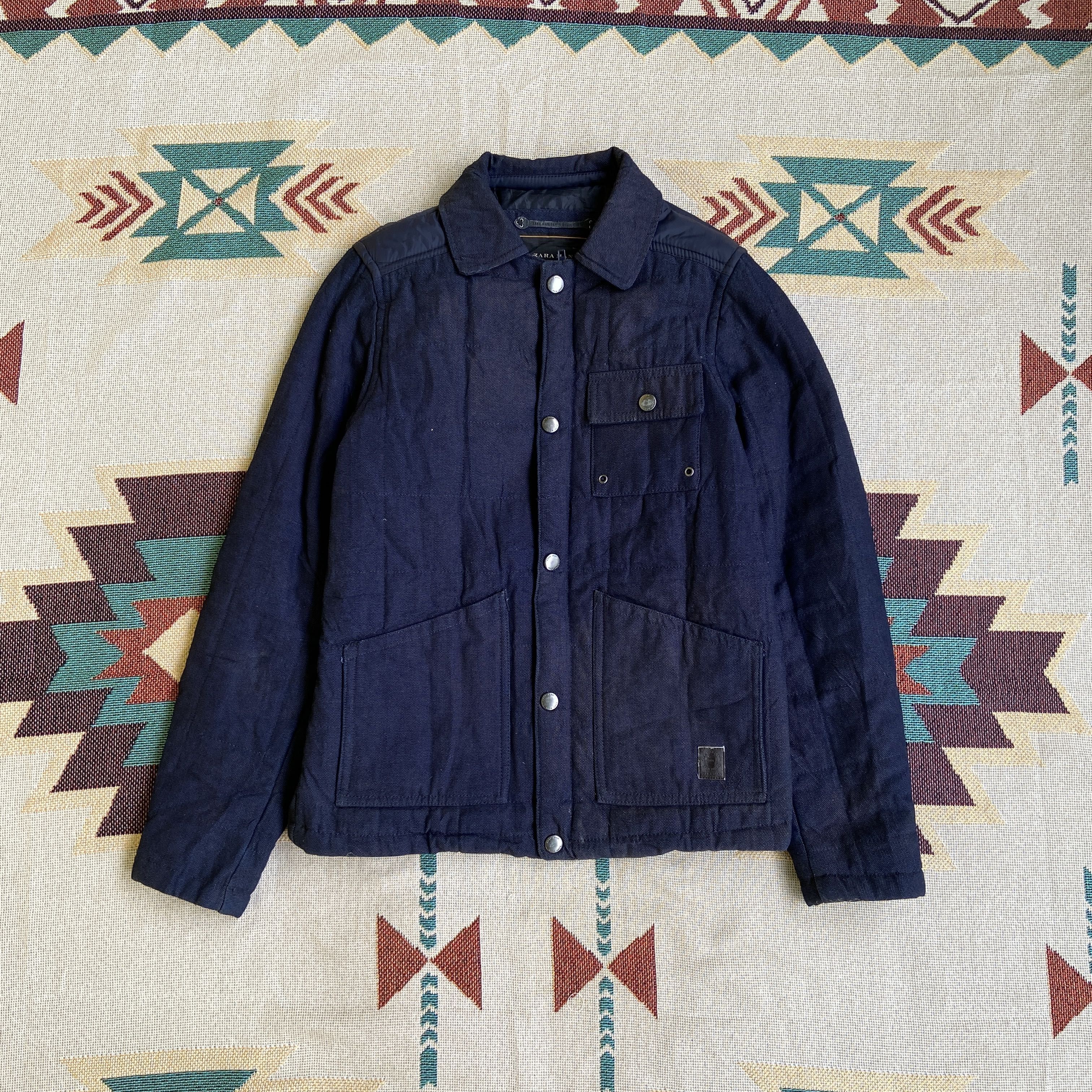 Zara Man Duck Canvas Workers Jacket Navy - 1