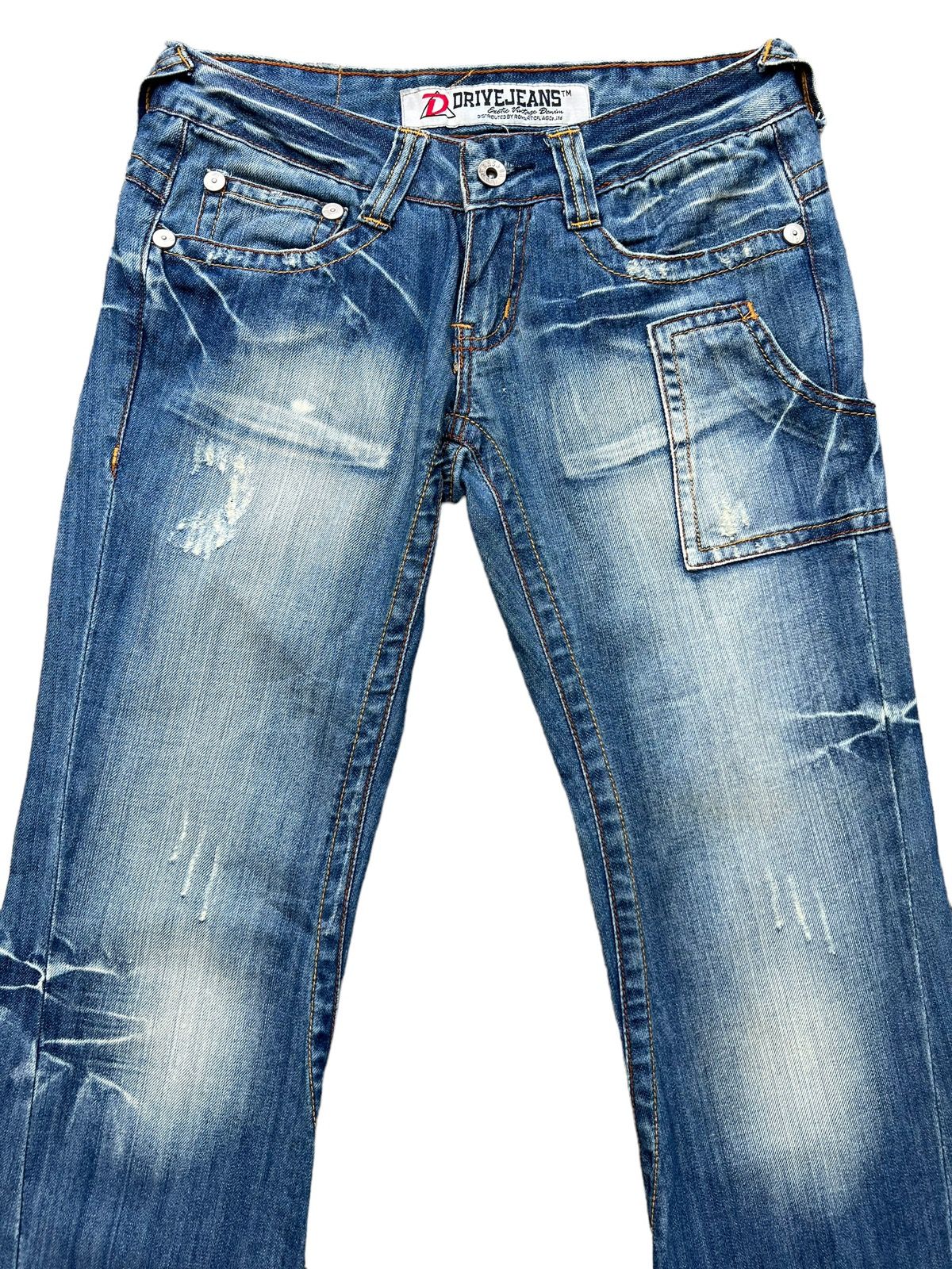 Hype - Drive Mud Wash Distressed Lowrise Denim Flare Jeans 28x32 - 4