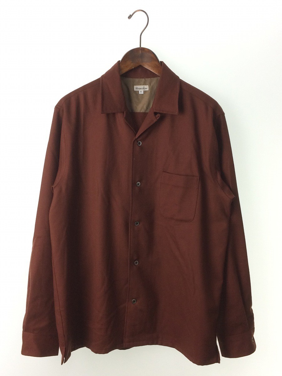 Steven Alan - JP Wool Burgundy Open Collar Shirt XL - 1
