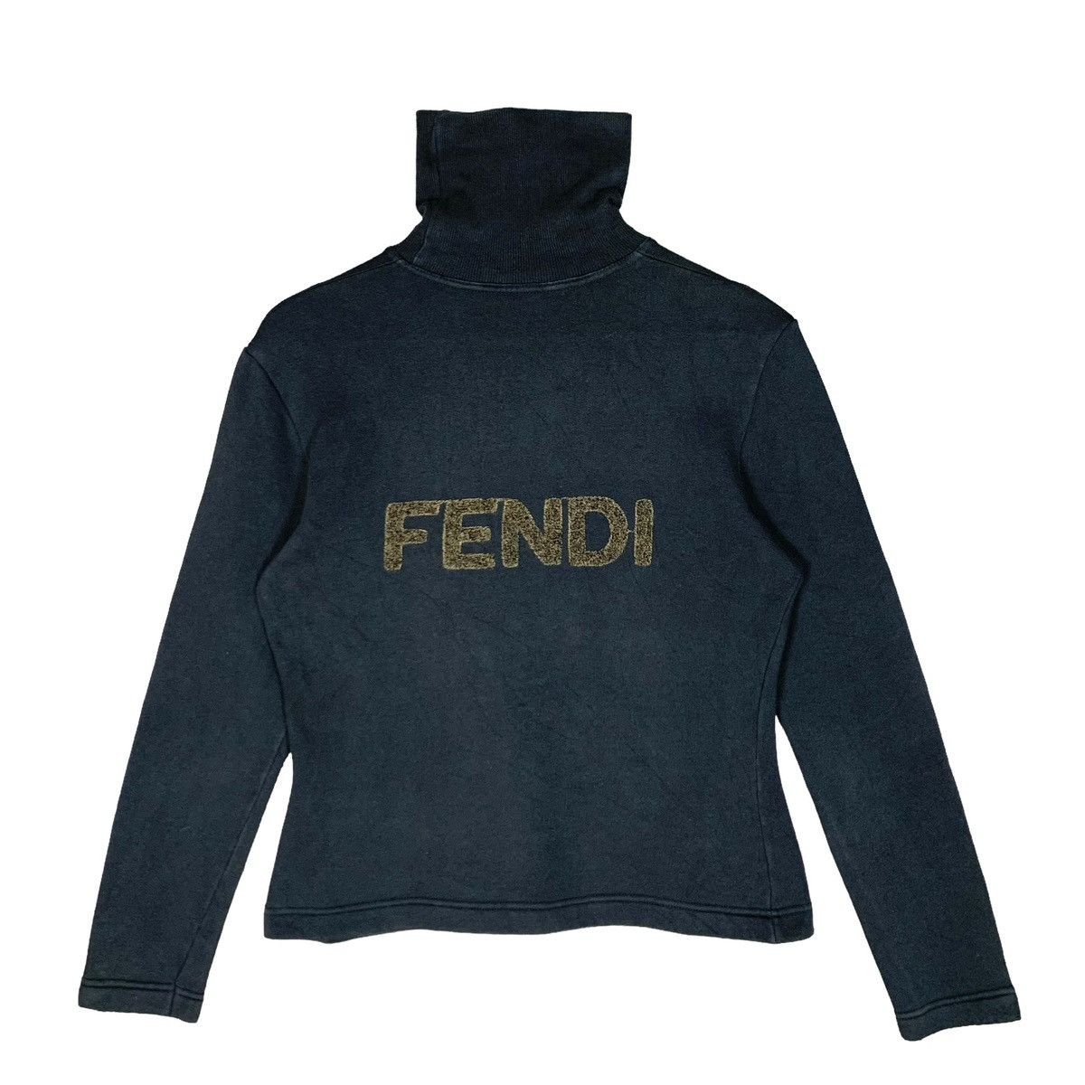 Fendi Big Logo Women Turtleneck Sweatshirt Size 40/42 - 1