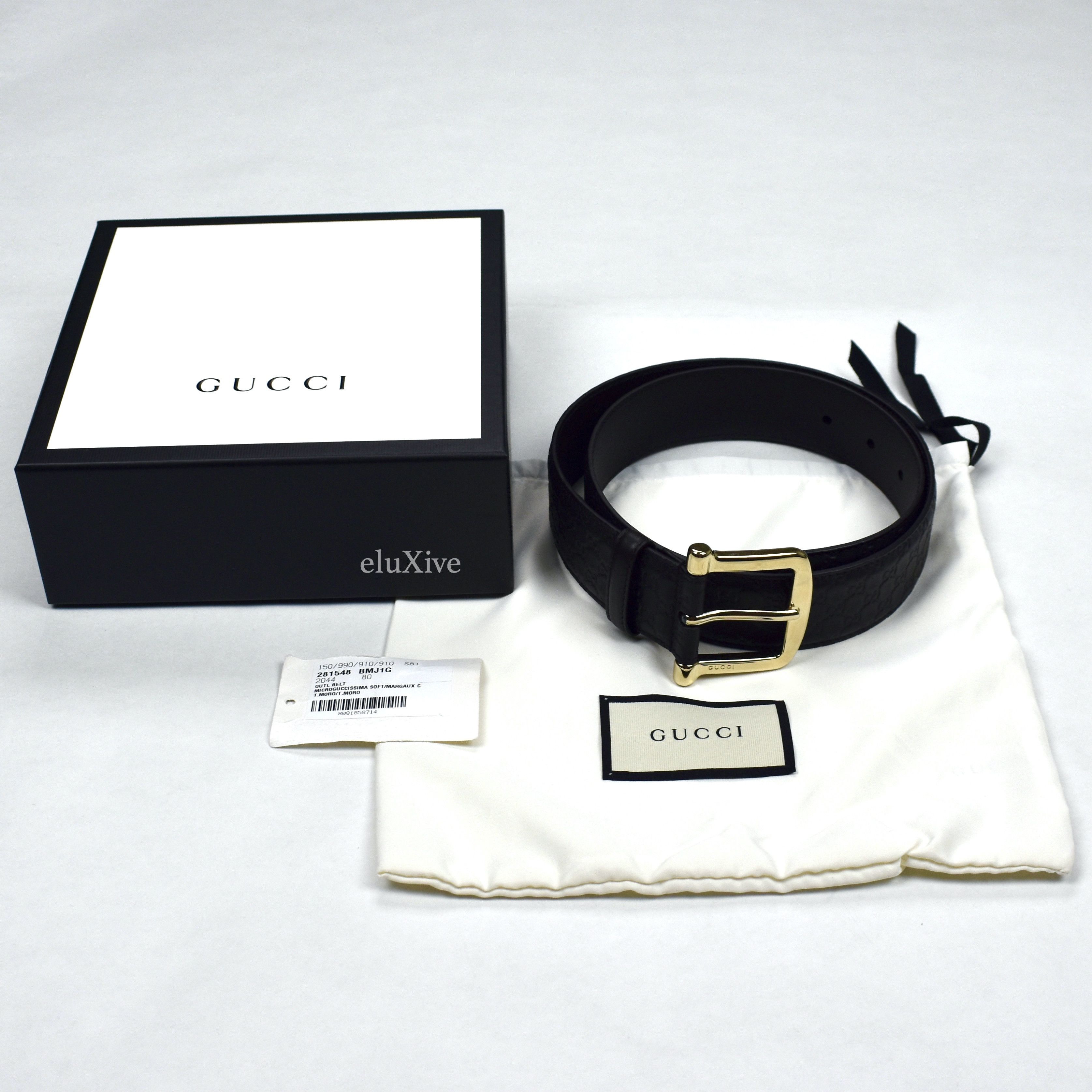 Gucci Dark Brown GG Monogram Embossed Leather Belt NWT - 2