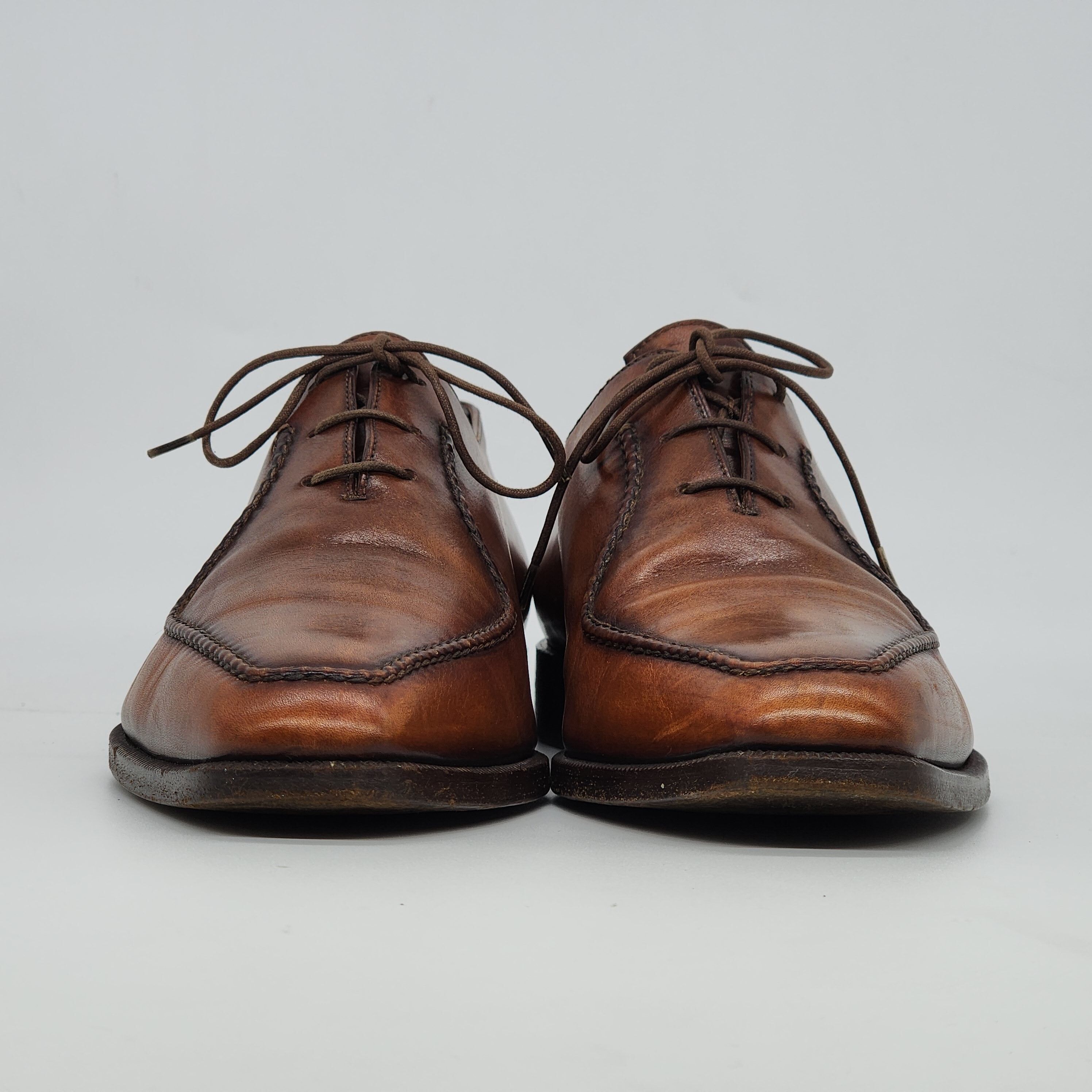 Berluti - Stitched Detail Leather Oxford Shoes - 2