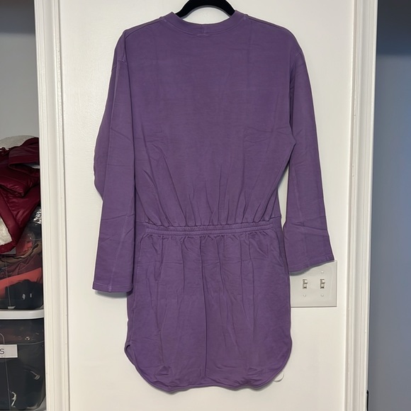 Monrow Supersoft Fleece Sweatshirt Dress in Aster Purple - 5