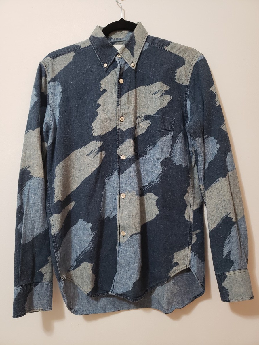 Camo Painted Indigo Japanese Hemp 1950's Shirt - 1