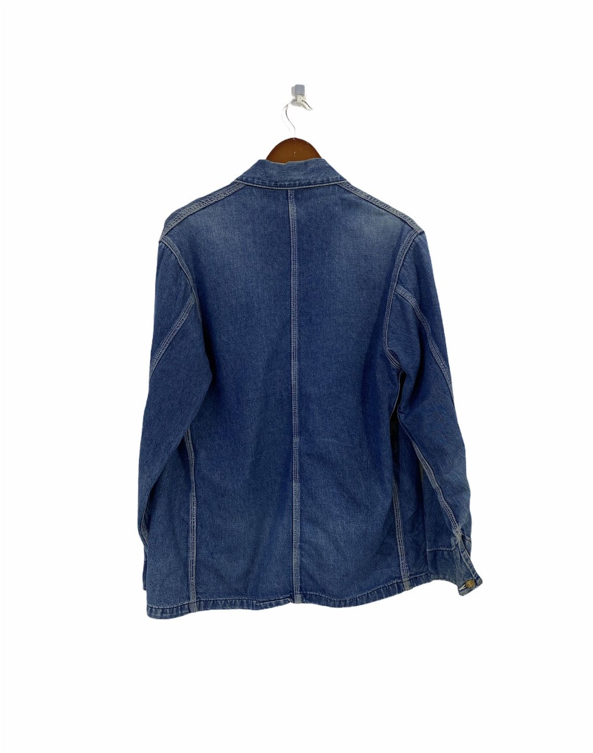 Carhartt Denim Chore Jacket Workwear Destressed Design - 2