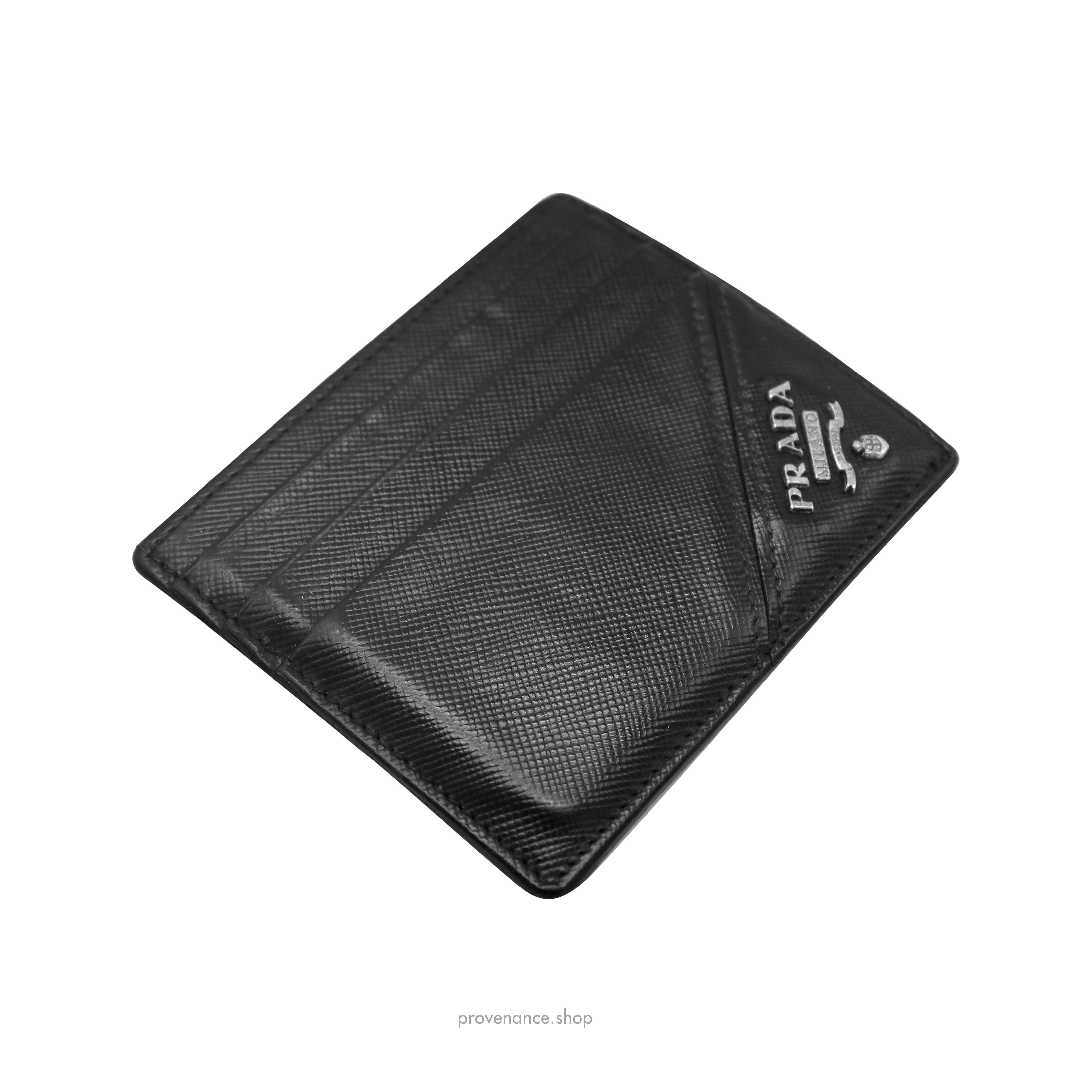 Prada Logo Card Holder Wallet - Black Saffiano Leather - 4