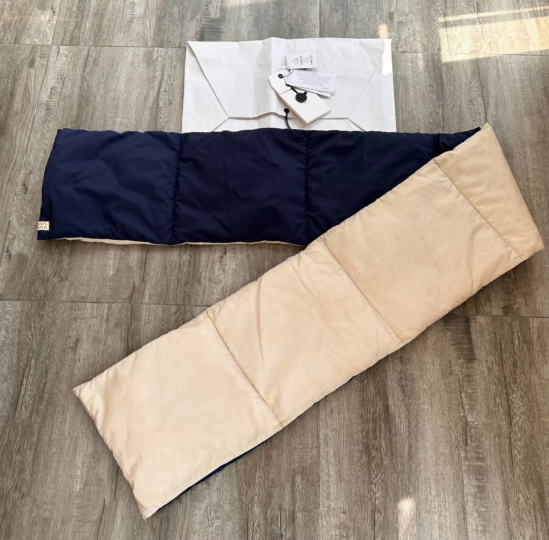 VISVIM DOWN MUFFLER N.D SPOT limited edition natural dyed mud dyed down scarf - 2