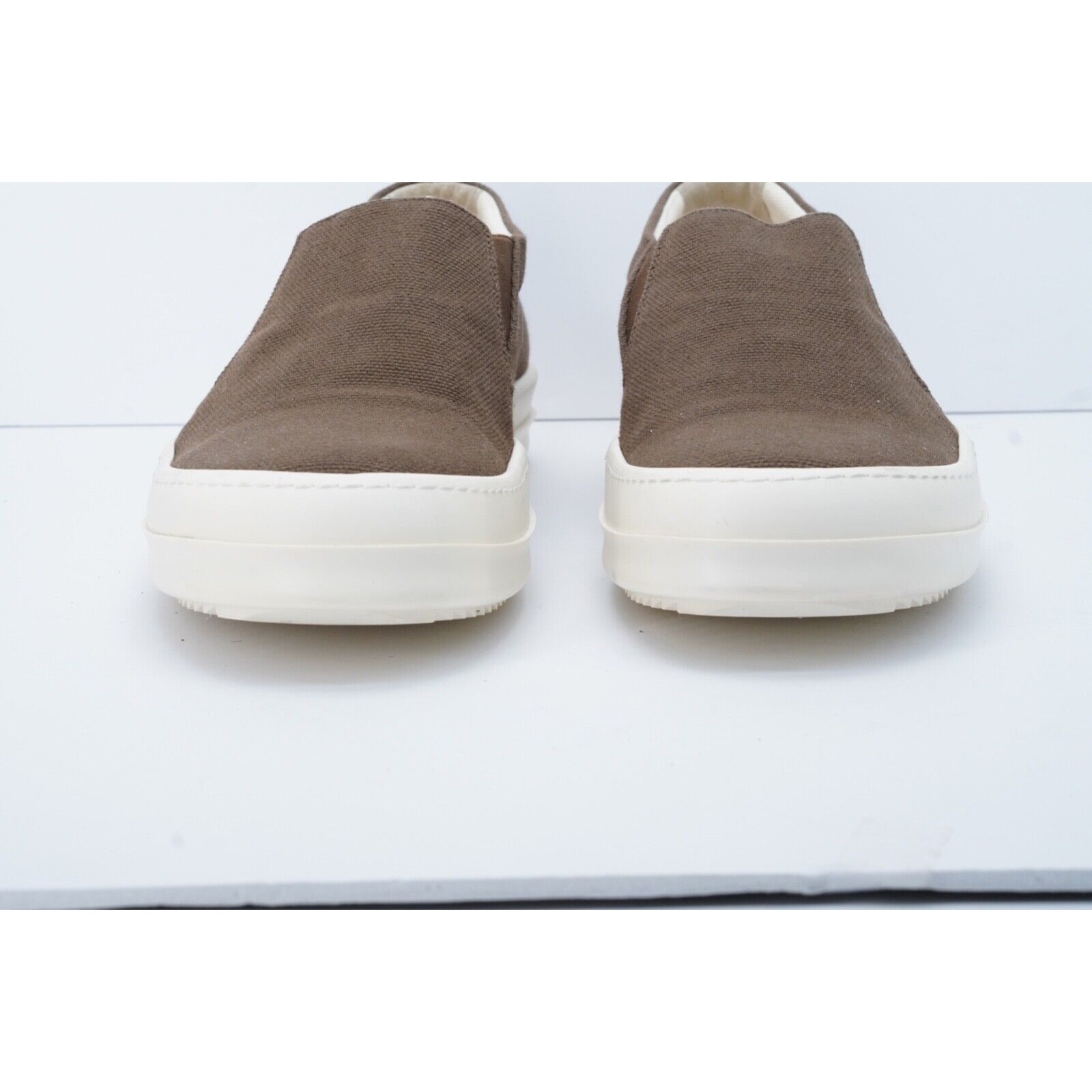 Rick Owens DRKSHDW Sneaker Slip On Brown White Canvas Shoe - 5