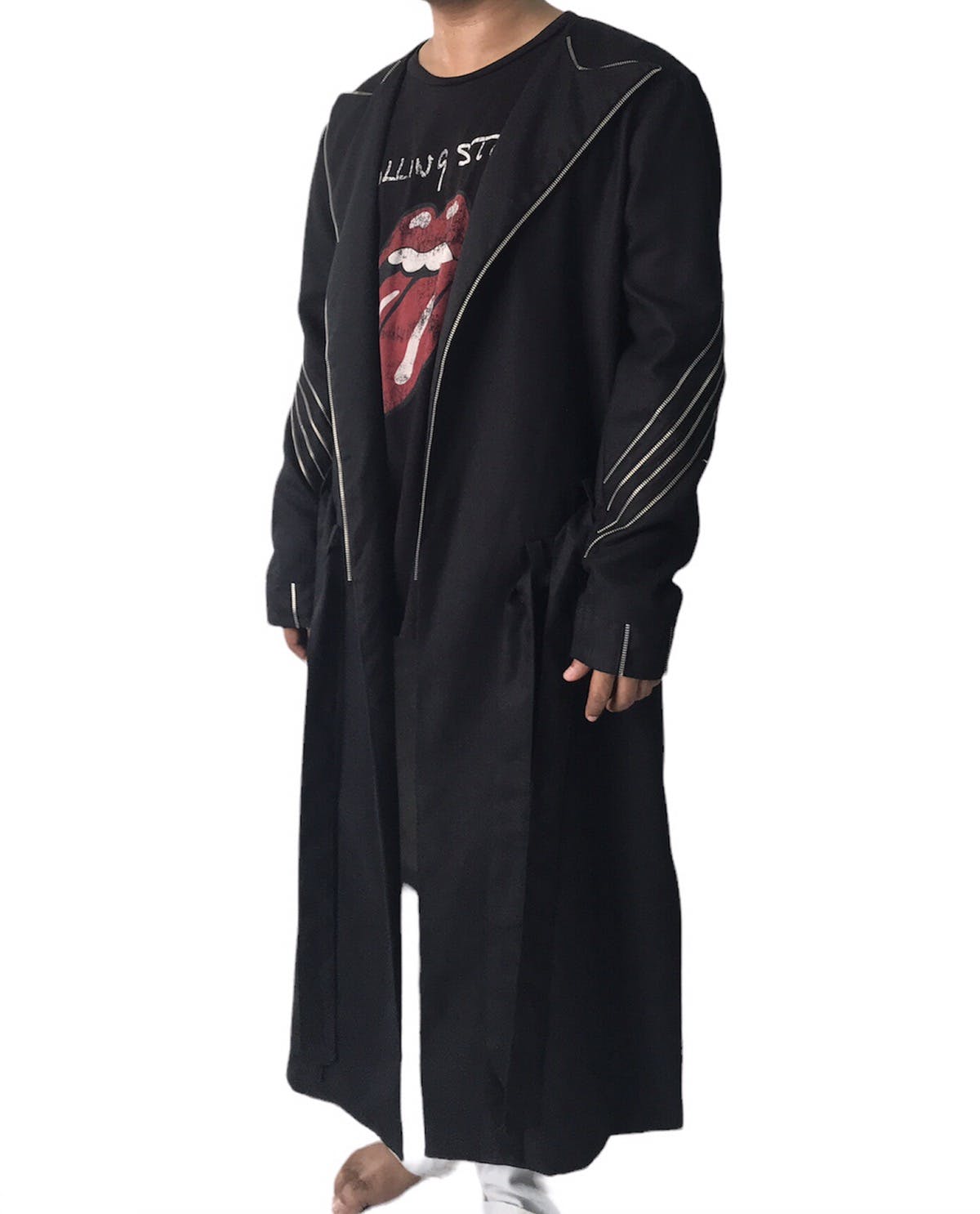 Custom - 💥Rare Goth Punk Bondage Belt Long Coat Jacket Zip Railing - 6