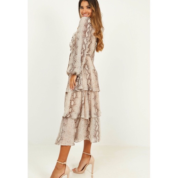 Showpo. - ShowPo Animal Snake Print Tiered Midi Dress - 3