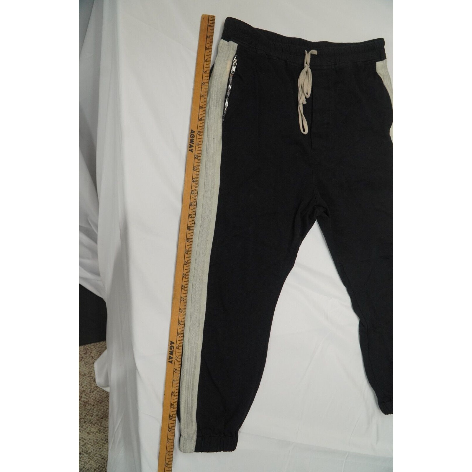 Rick Owens Rick Track Pants Oyster Black Side Stripe FW19 Larry L