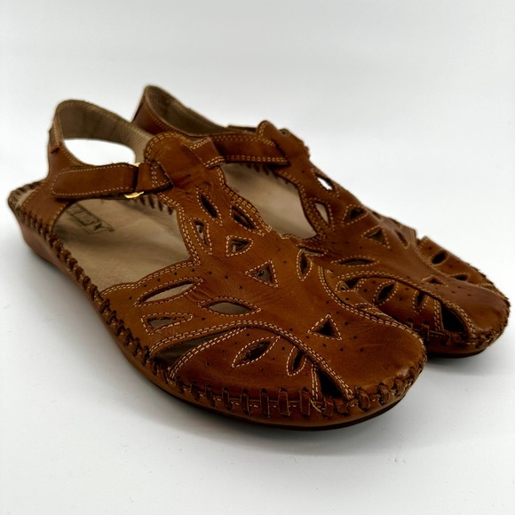 Pikolinos P Vallarta Braided Sandals Classic Ankle Strap Leather Brown 6 - 2