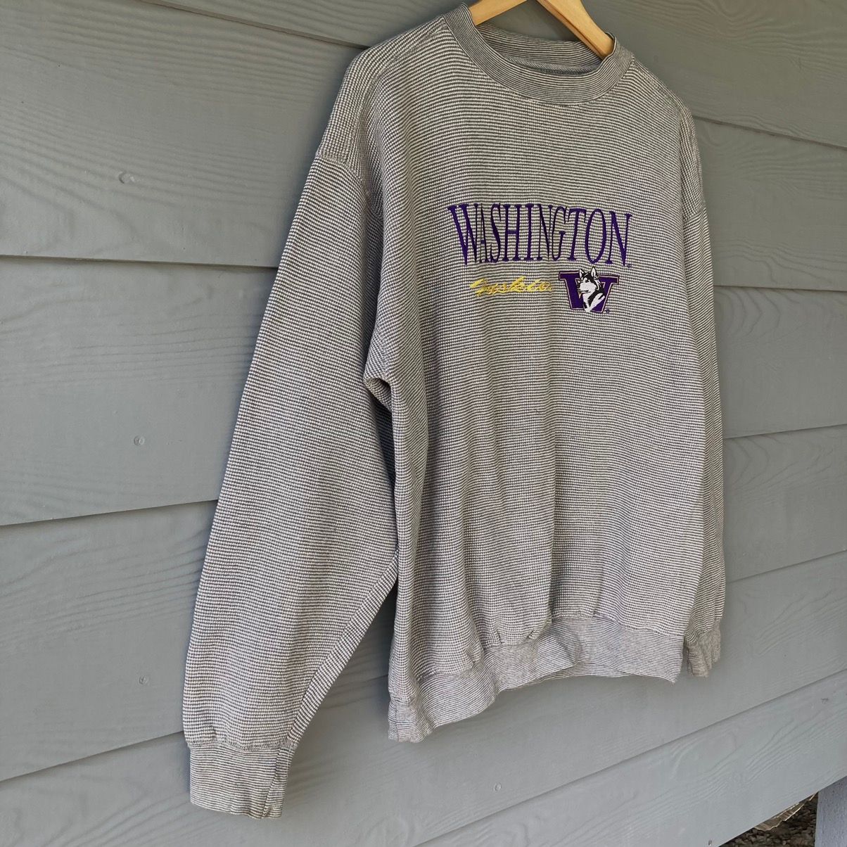 Vintage 90s Washington Huskies University Grey Sweatshirt - 2