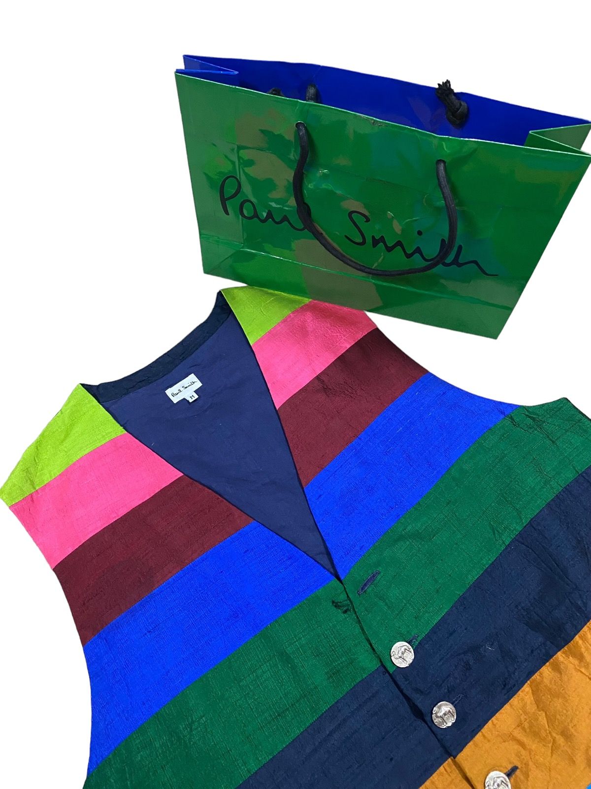 Authentic🔥Paul Smith London Rainbow Silk Vest Jacket - 8