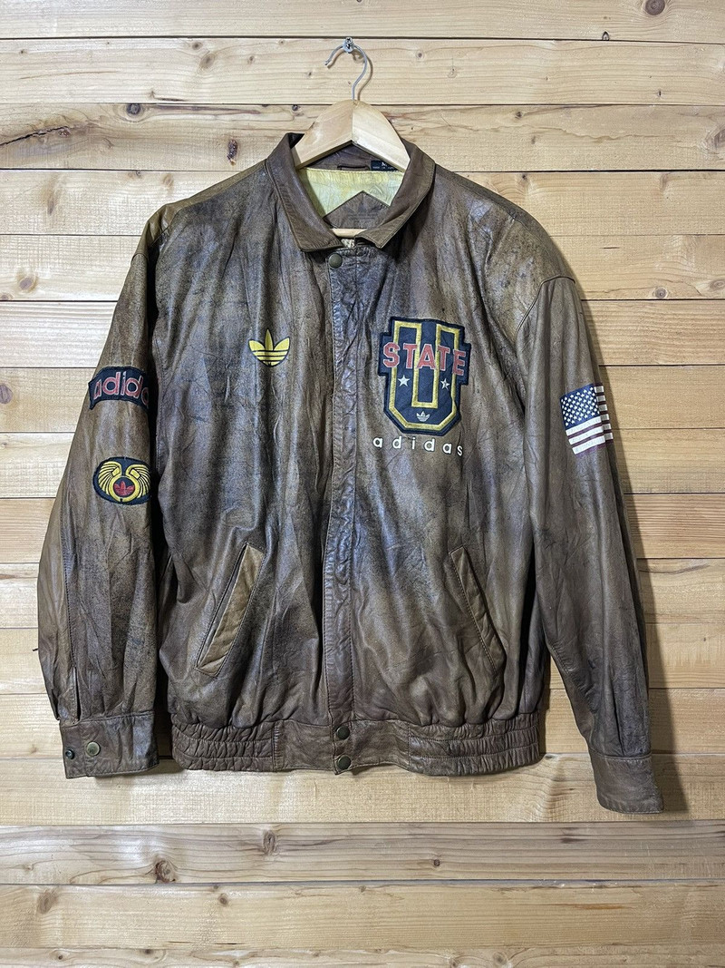 adidas Vintage Adidas OLYMPIA 80s American Born USA leather jacket