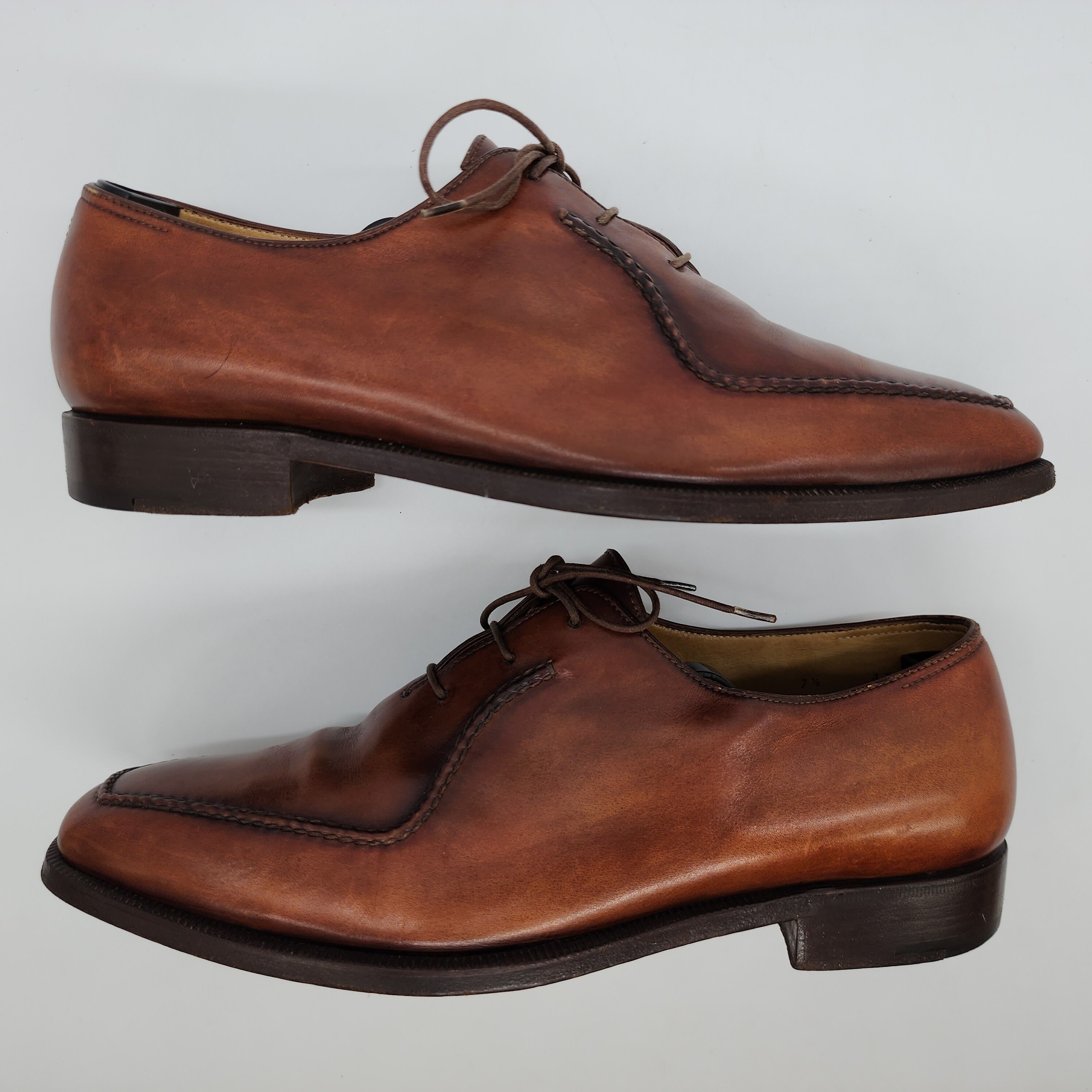 Berluti - Stitched Detail Leather Oxford Shoes - 5