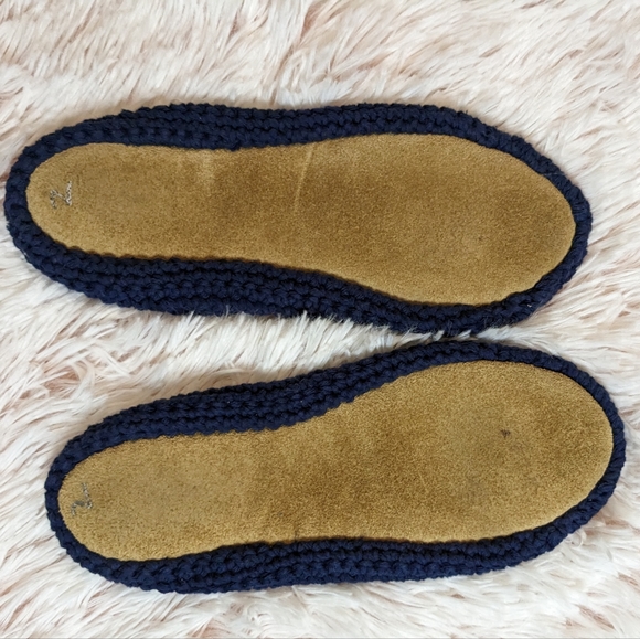 Maria La Rosa Knitted Merino Slippers Leather Sole Hand Made in Italy Medium - 7