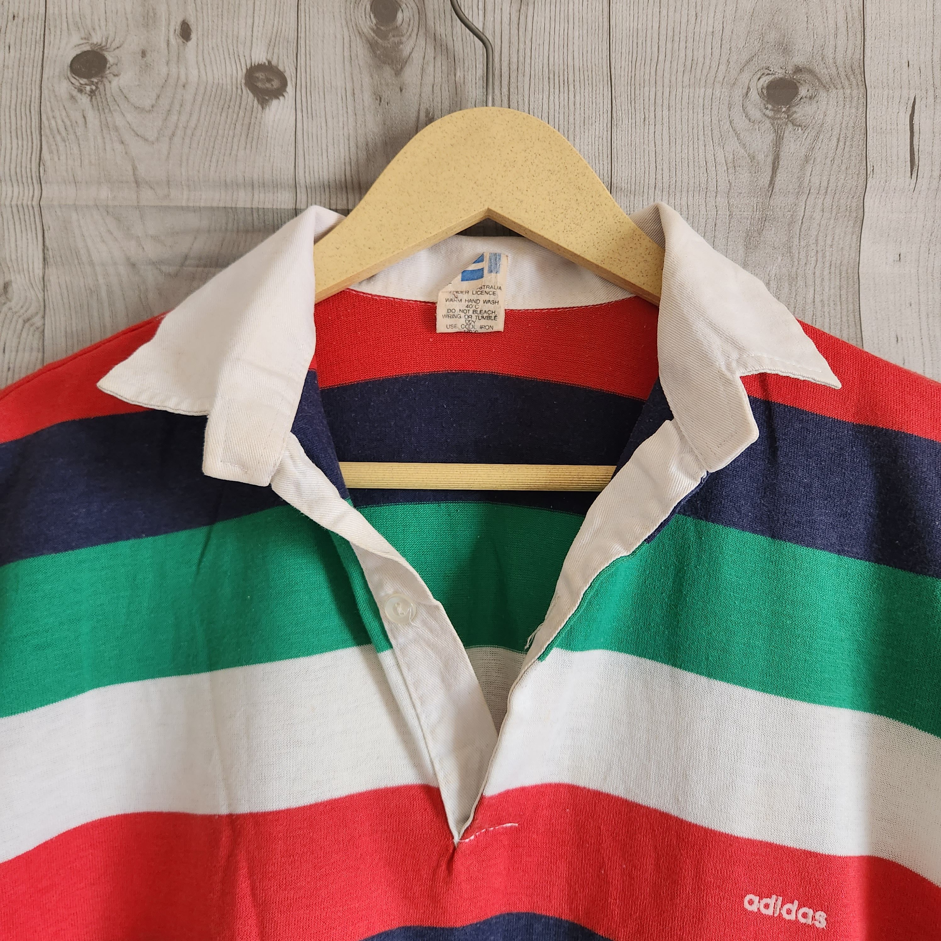 Vintage 1980s Adidas Trefoil Polo Shirt Polyester Cotton - 6