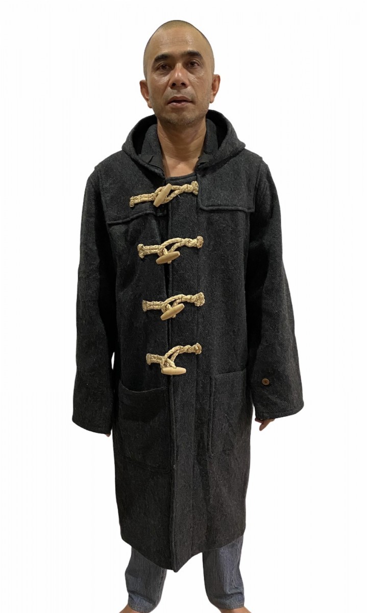 Vintage - Flight Garment Grey Wool Hooded Long Duffel Coat - 3