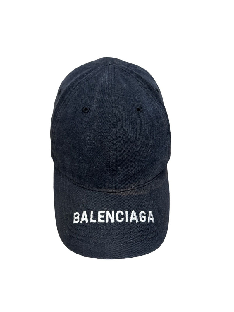 VINTAGE BALENCIAGA SCRIPT EMBROIDERED SPELL OUT CAP HAT - 1