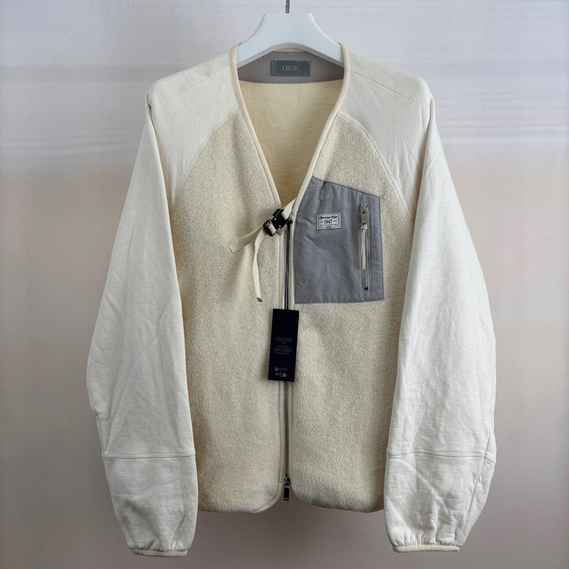 Dior Teddy-Style Paneled Jacket with Clasp Closure - 1