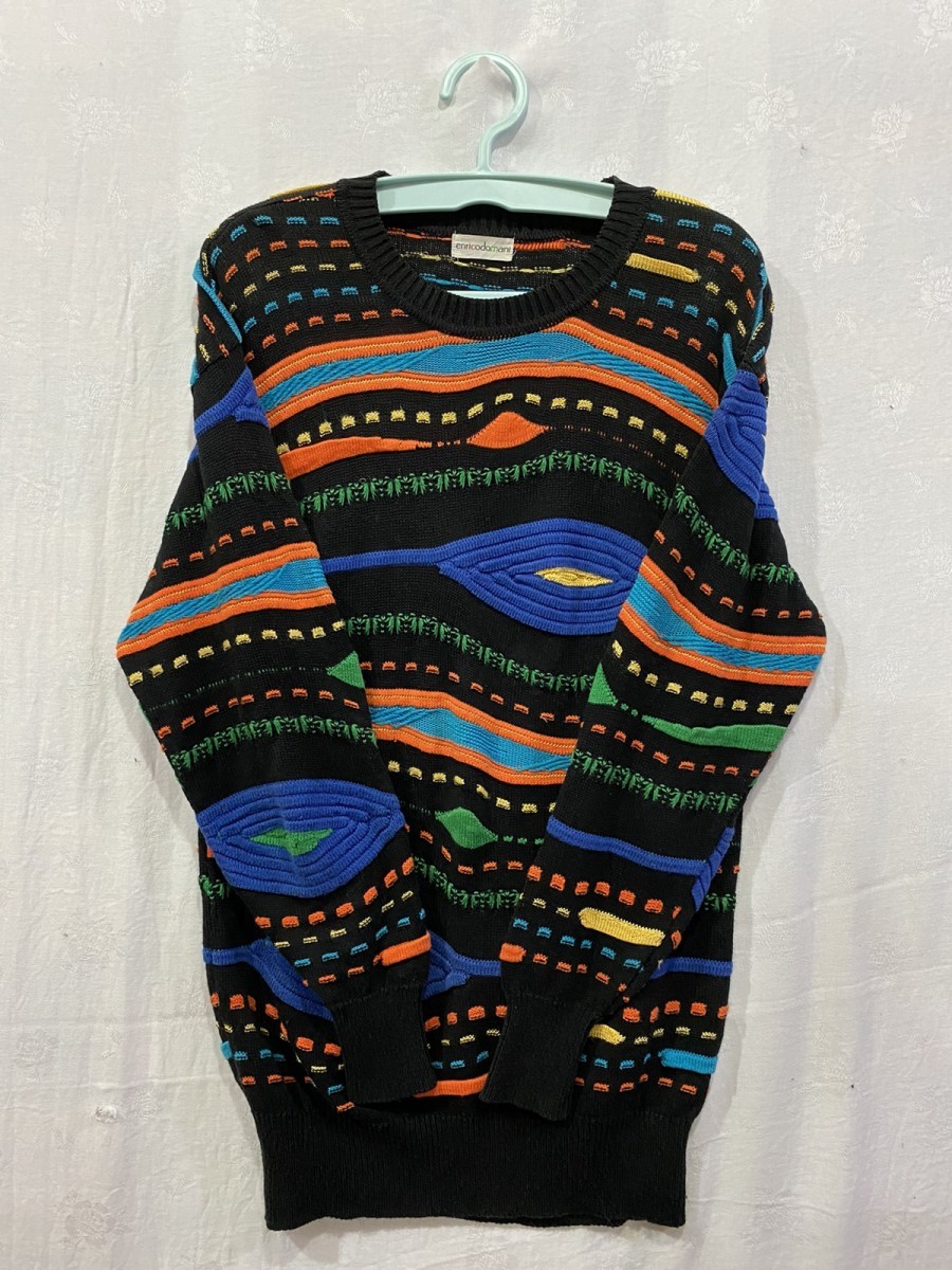 Japanese Brand - Enricodomani Colourful Knitted Pattern Sweater Pullover - 4