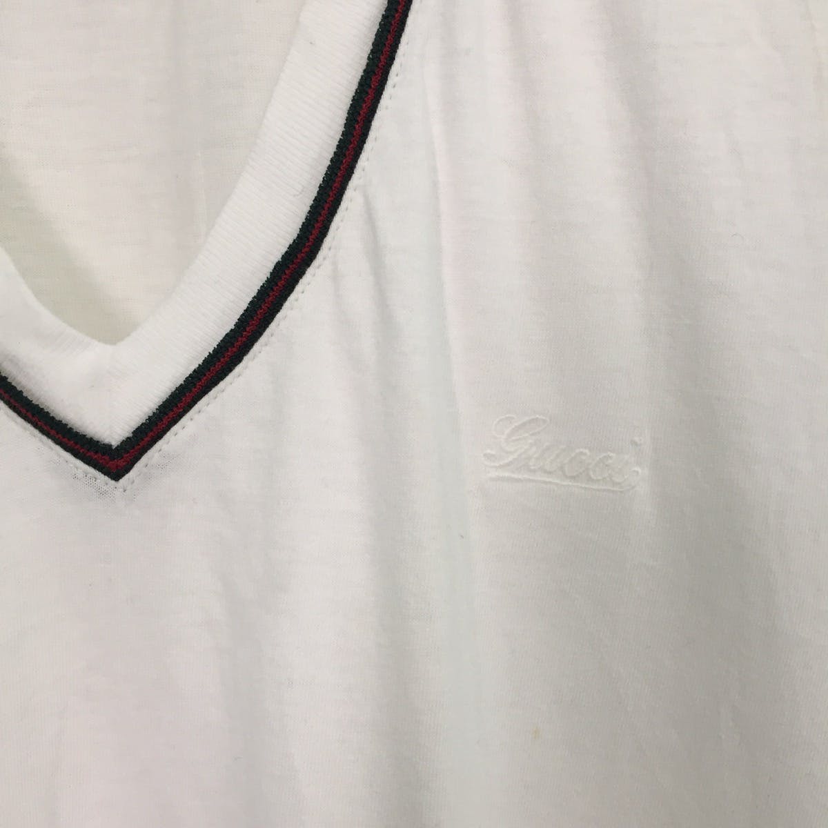 Gucci White Tee V Neck MADE IN ITALY - 3