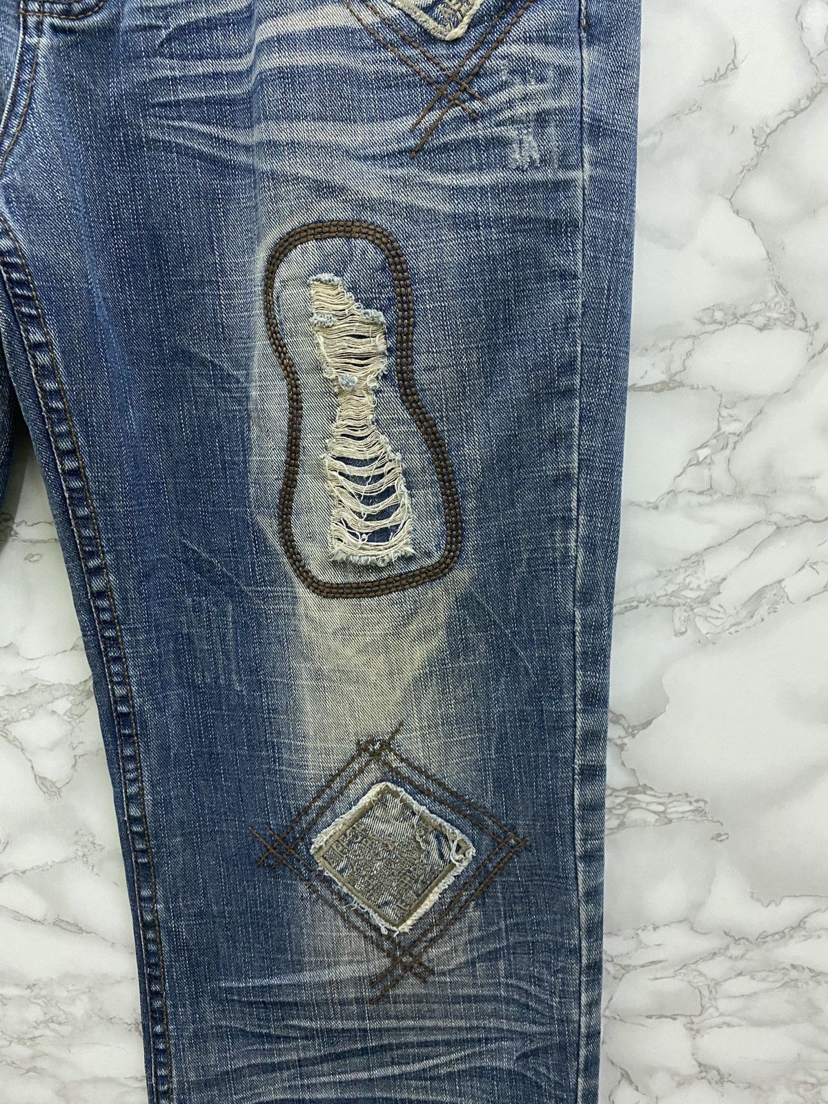 Designer - Vintage ZHAO DAO Patches Distressed Denim Jean - 8