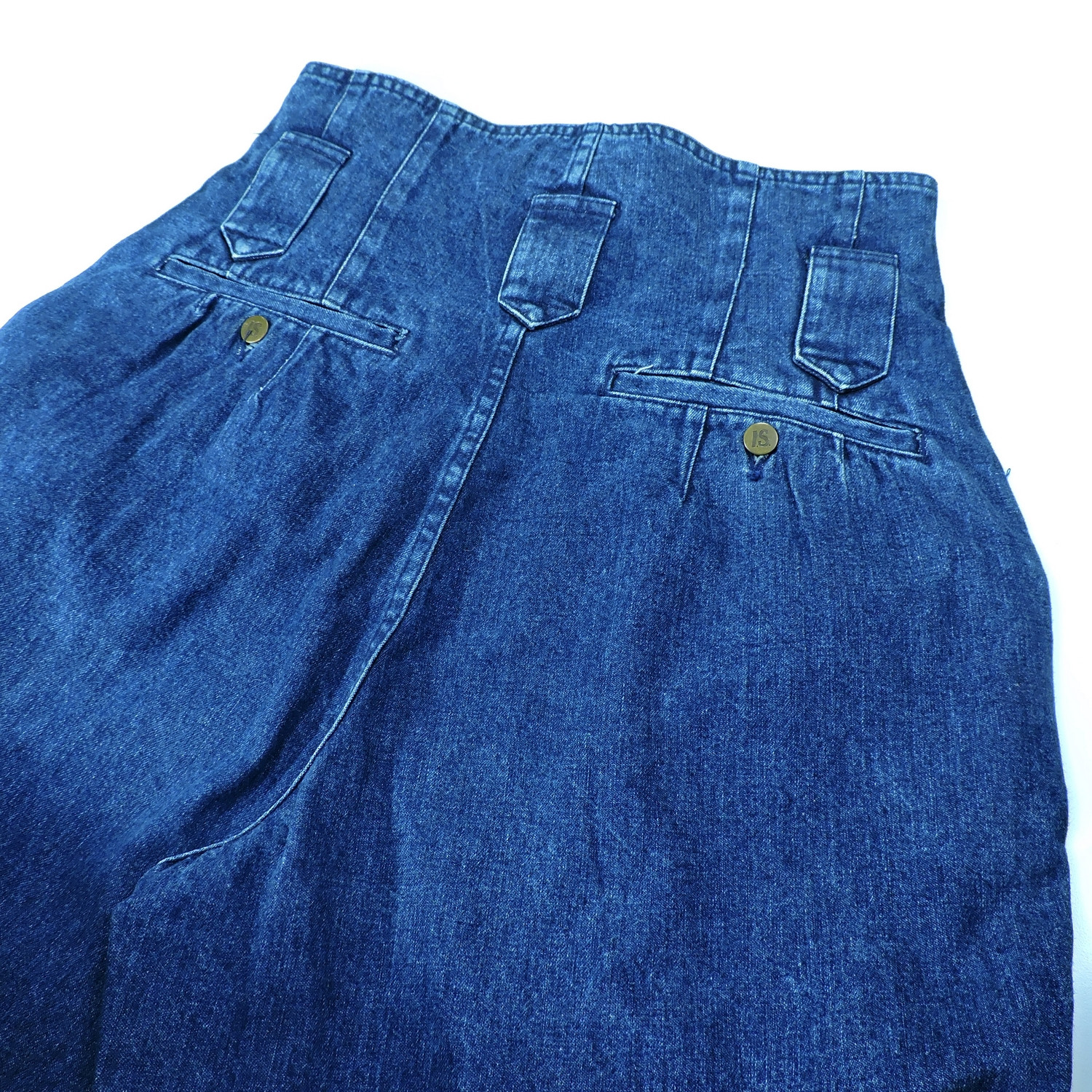 ISSEY MIYAKE HIGH WAIST TAPERED DENIM LONG PANTS - 9
