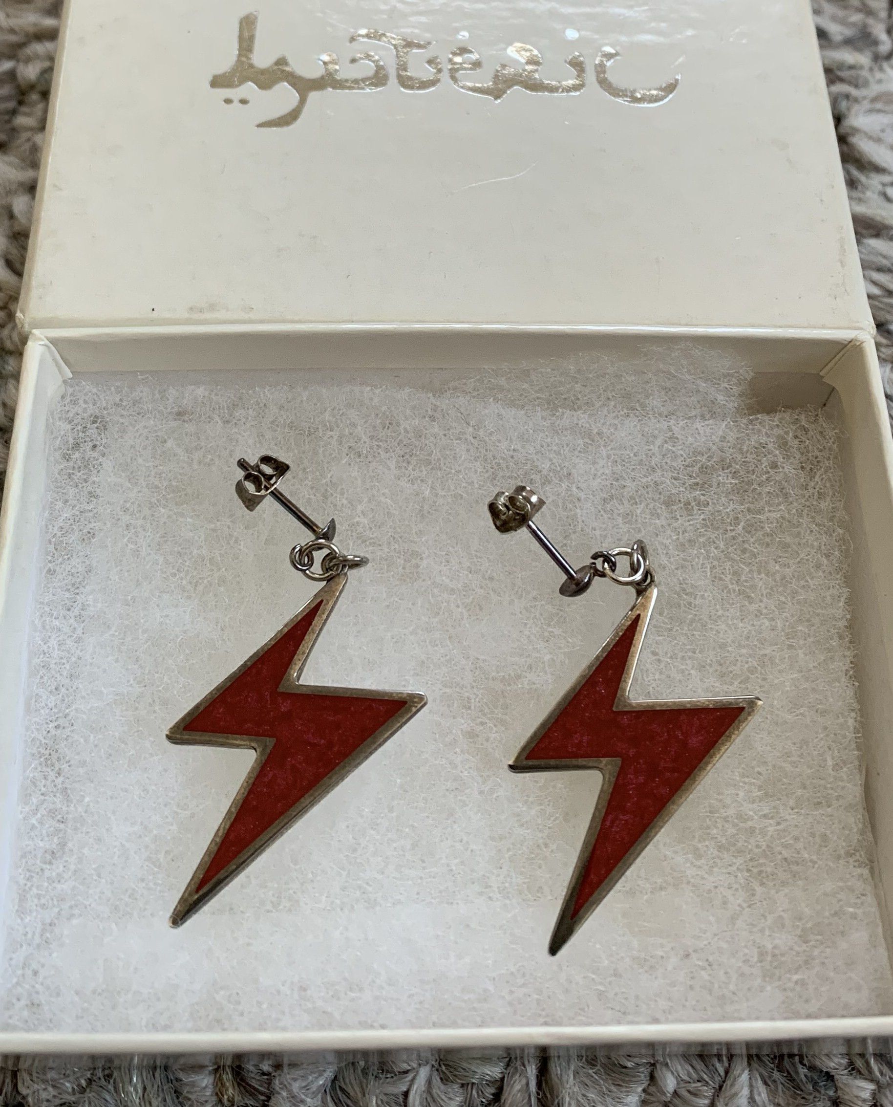 Hysteric Glamour Sterling Silver Thunder Bolt Earrings + Box - 1