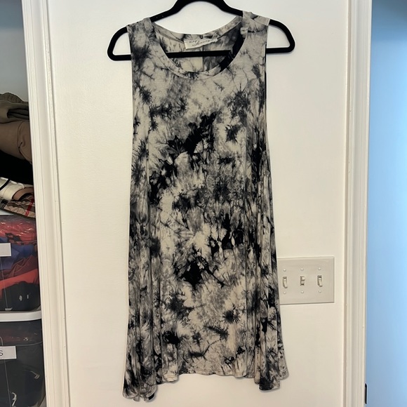 Vintage Havana Black & White Tie Dye Swing T-Shirt Dress - 2