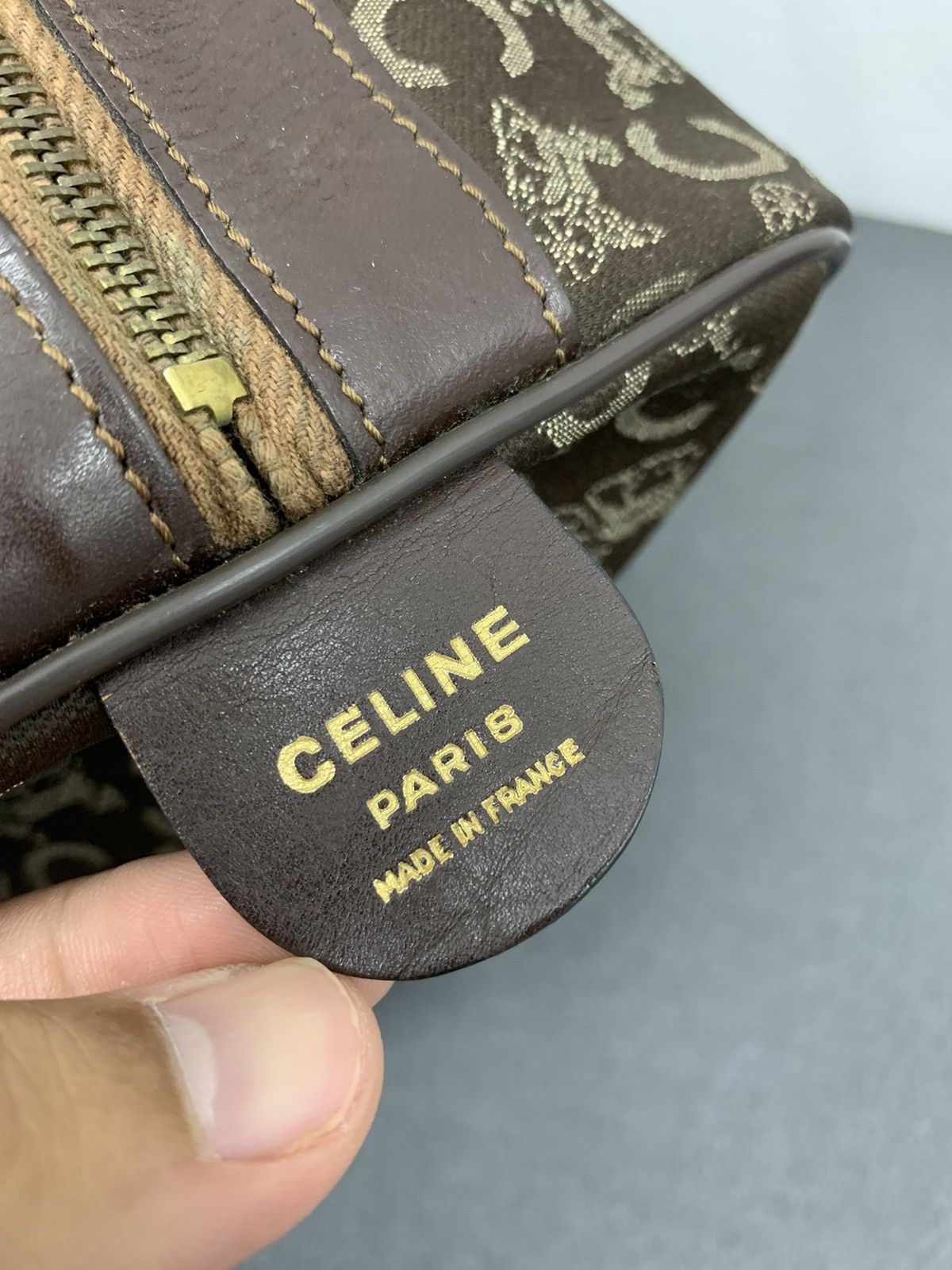 Celine Boston bag Macadam Brown Canvas Leather Authentic - 5