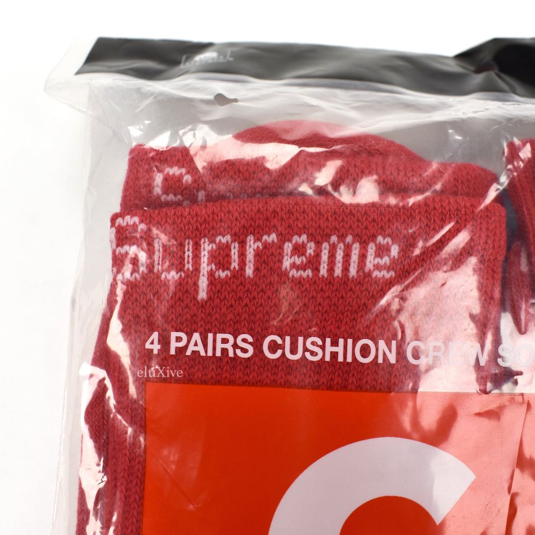 Supreme Red Logo Knit Hanes Crew Socks 4 Pack DS - 2