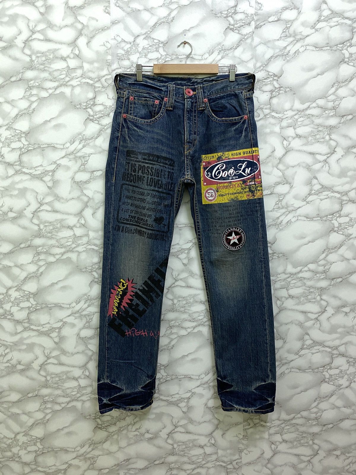 Designer - Japanese CO & LU Hysteric Style Patches Denim Pants - 1