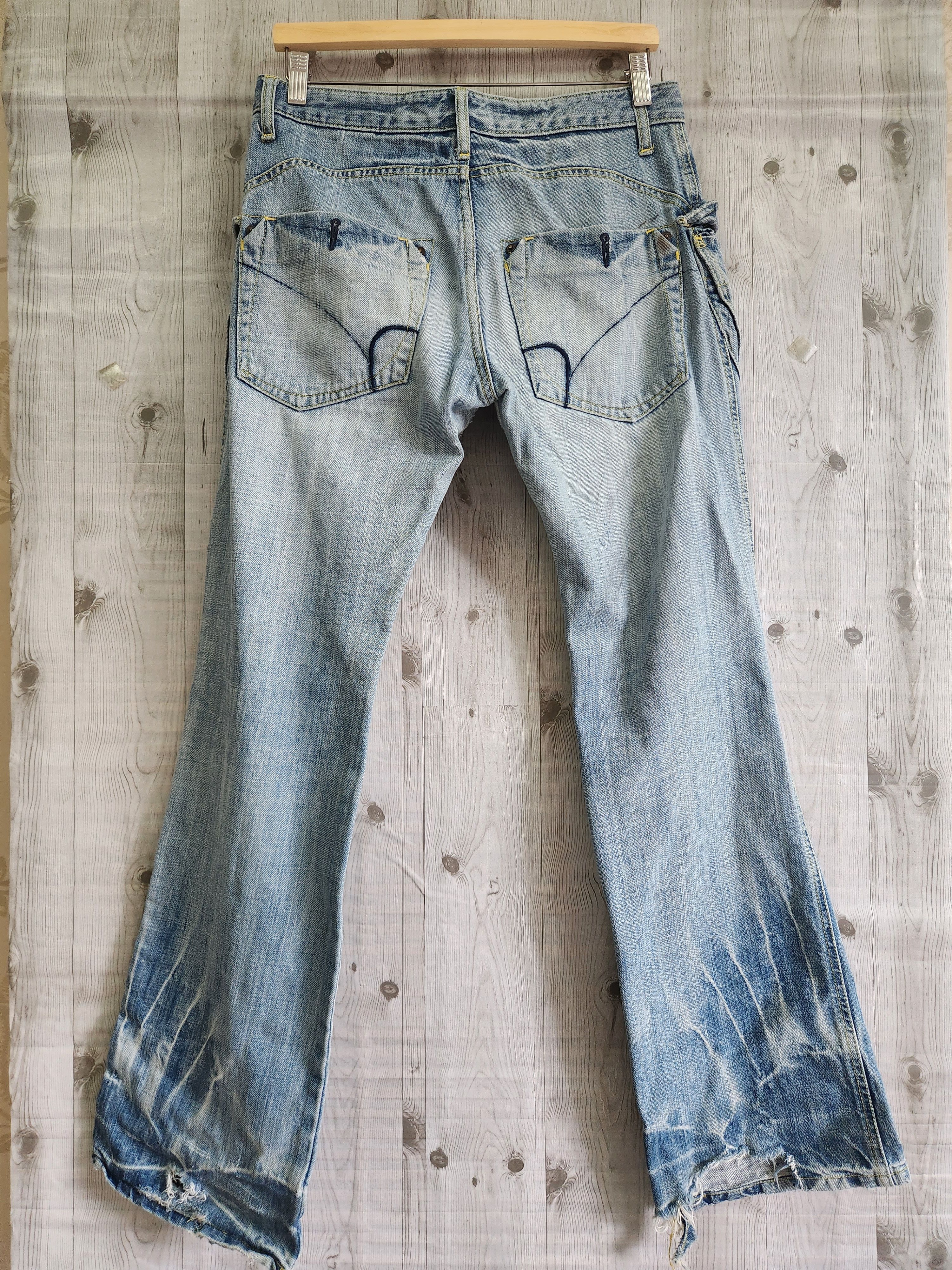 Distressed Denim - Vintage Back Number Distressed Bush Pants Denim Jeans - 11