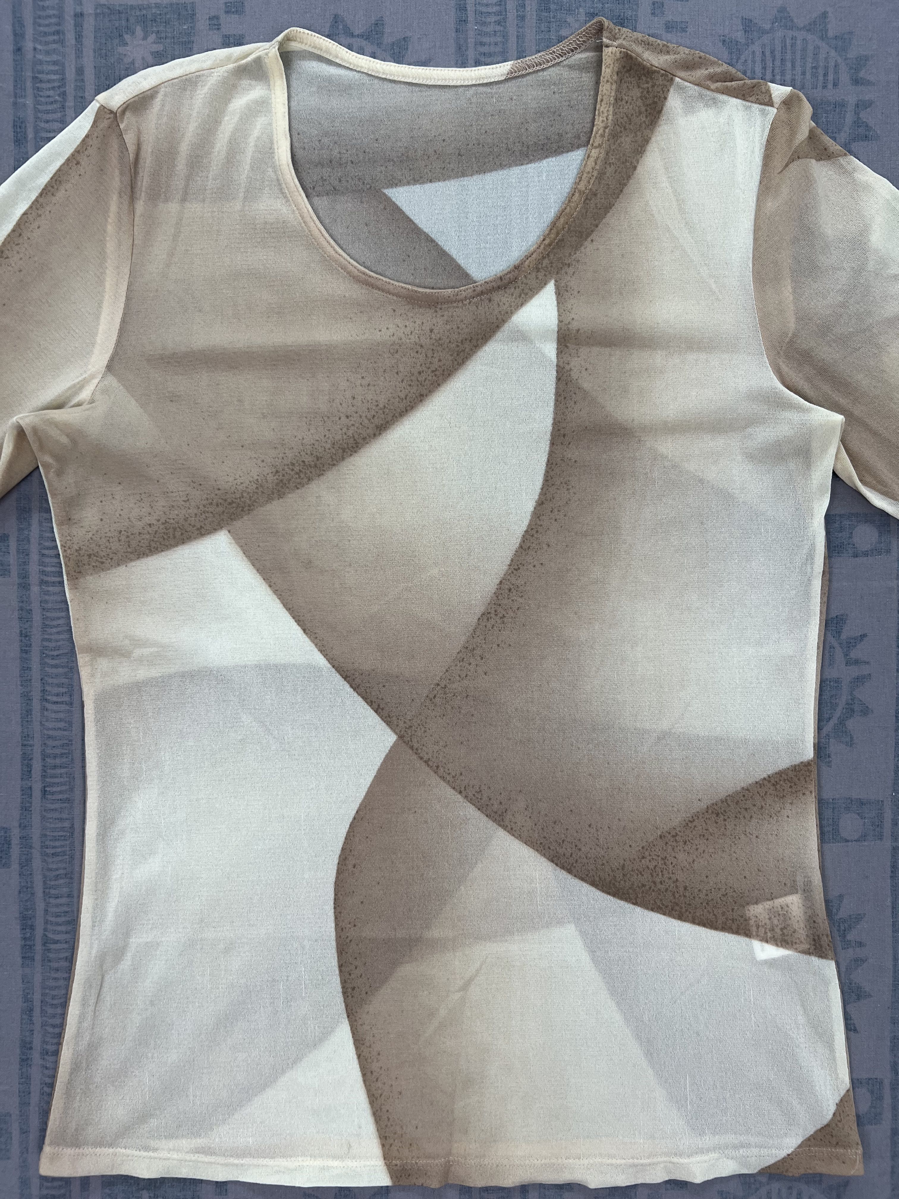 Issey Miyake Geometric Pattern Mesh Shirt - 3