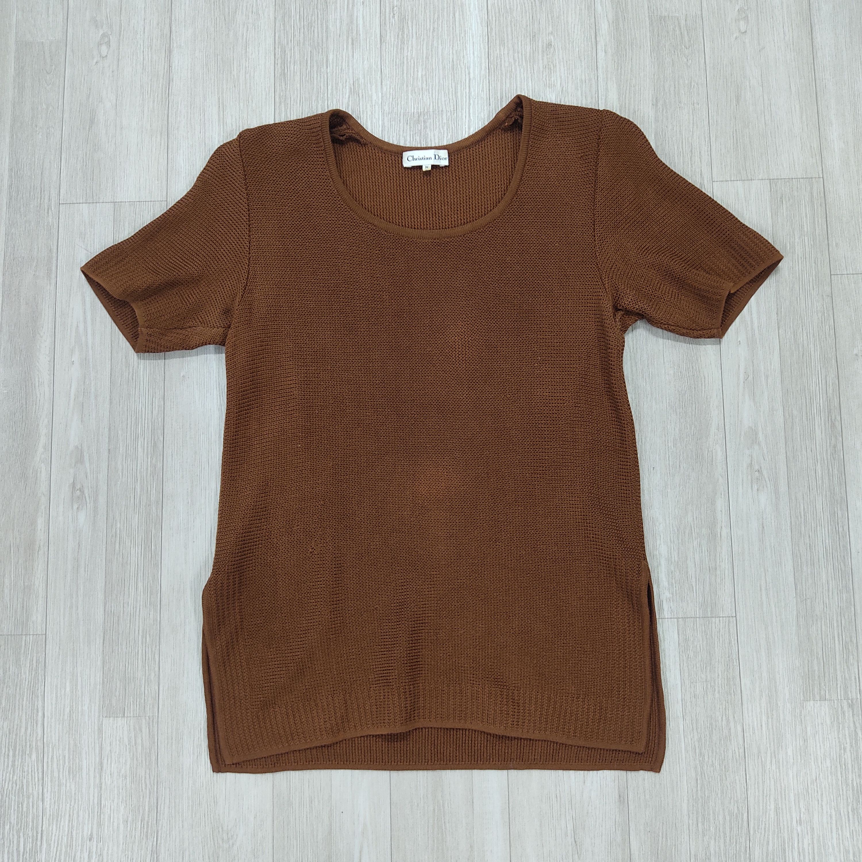 Homespun Knitwear - Vintage CHRISTIAN DIOR Plain Knit Top - 2