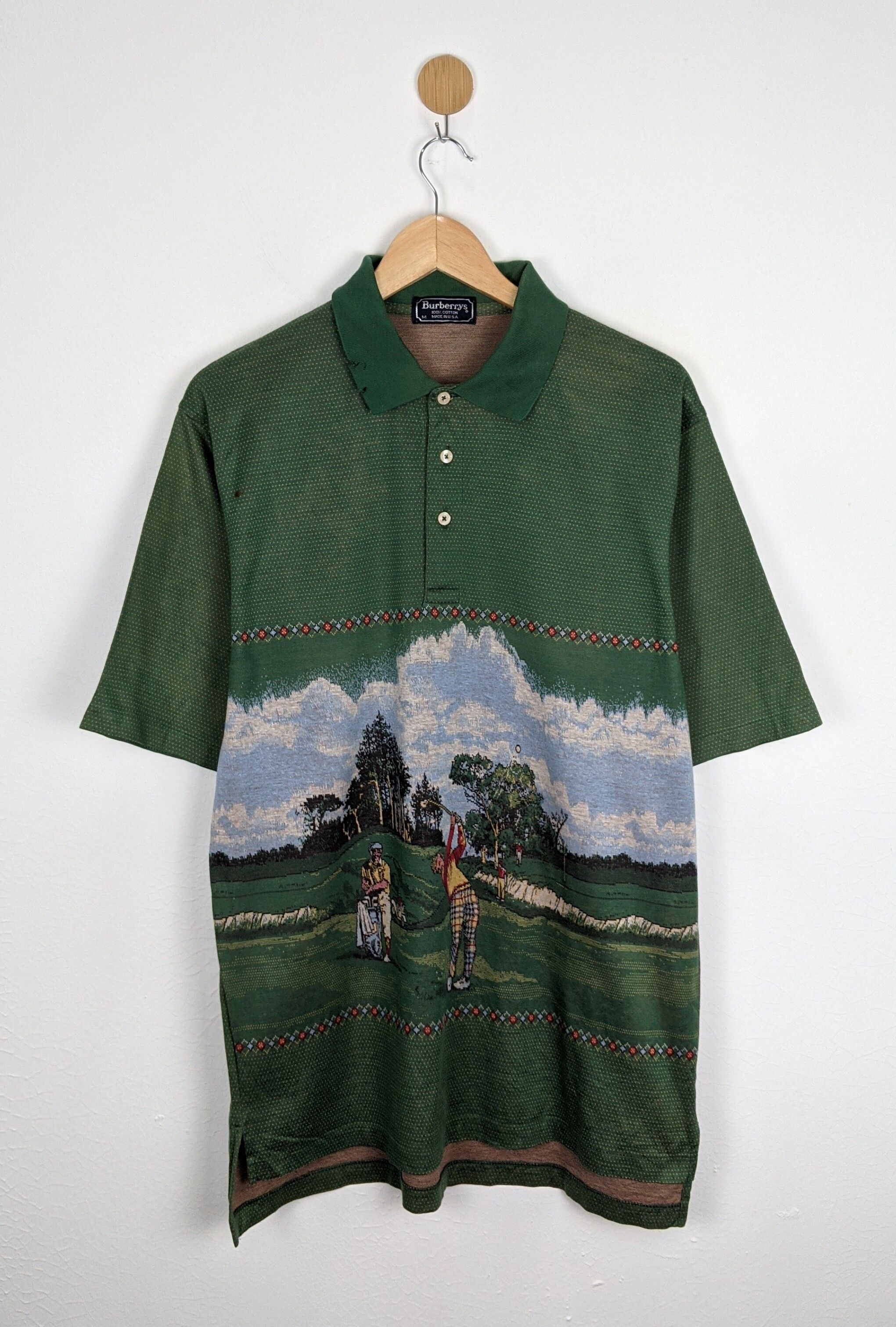 Vintage Burberrys Golf print polo shirt 80s 90s - 1