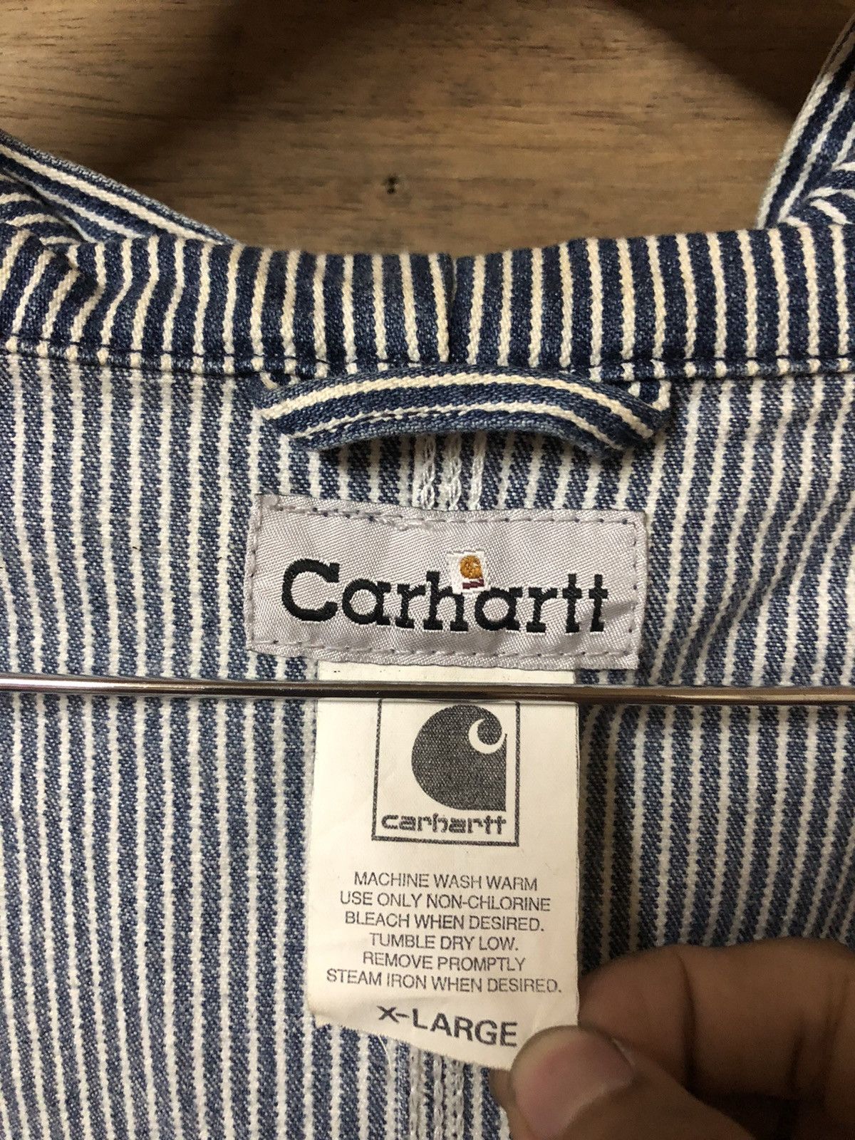Carhartt Stripe Denim Jacket Hoodie Nice Design - 9